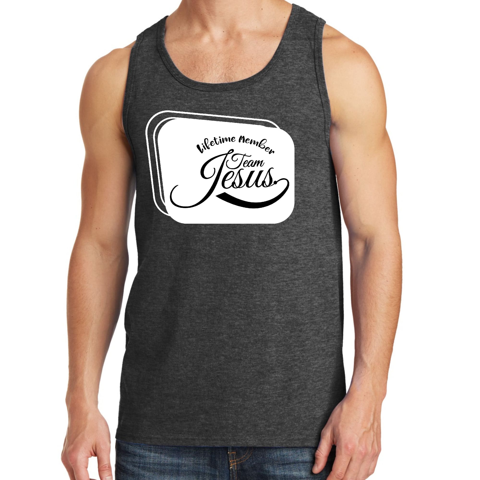 Mens Fitness Tank Top Graphic T-shirt Lifetime Member Team Jesus