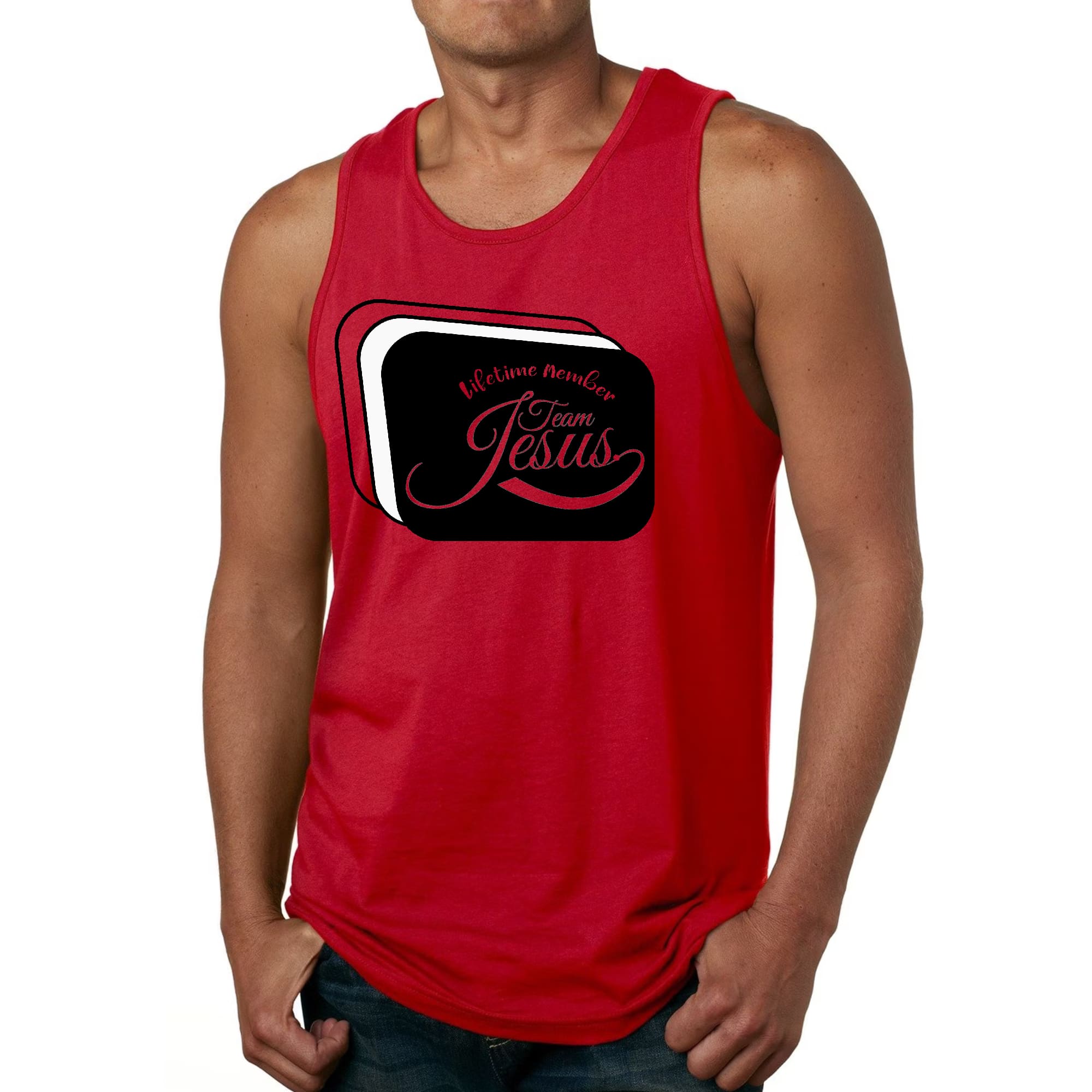 Mens Fitness Tank Top Graphic T-shirt Lifetime Member Team Jesus