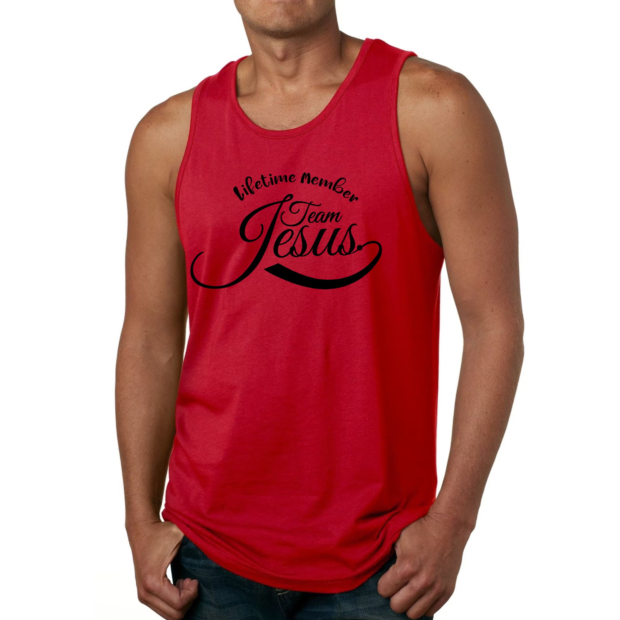 Mens Fitness Tank Top Graphic T-shirt Lifetime Member Team Jesus