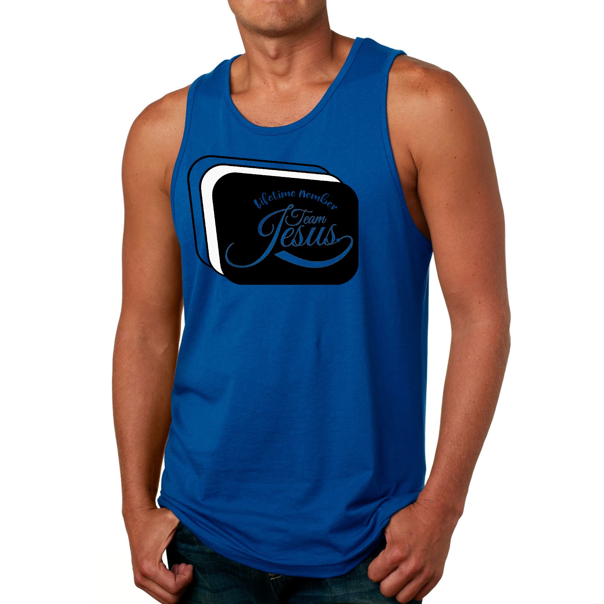 Mens Fitness Tank Top Graphic T-shirt Lifetime Member Team Jesus