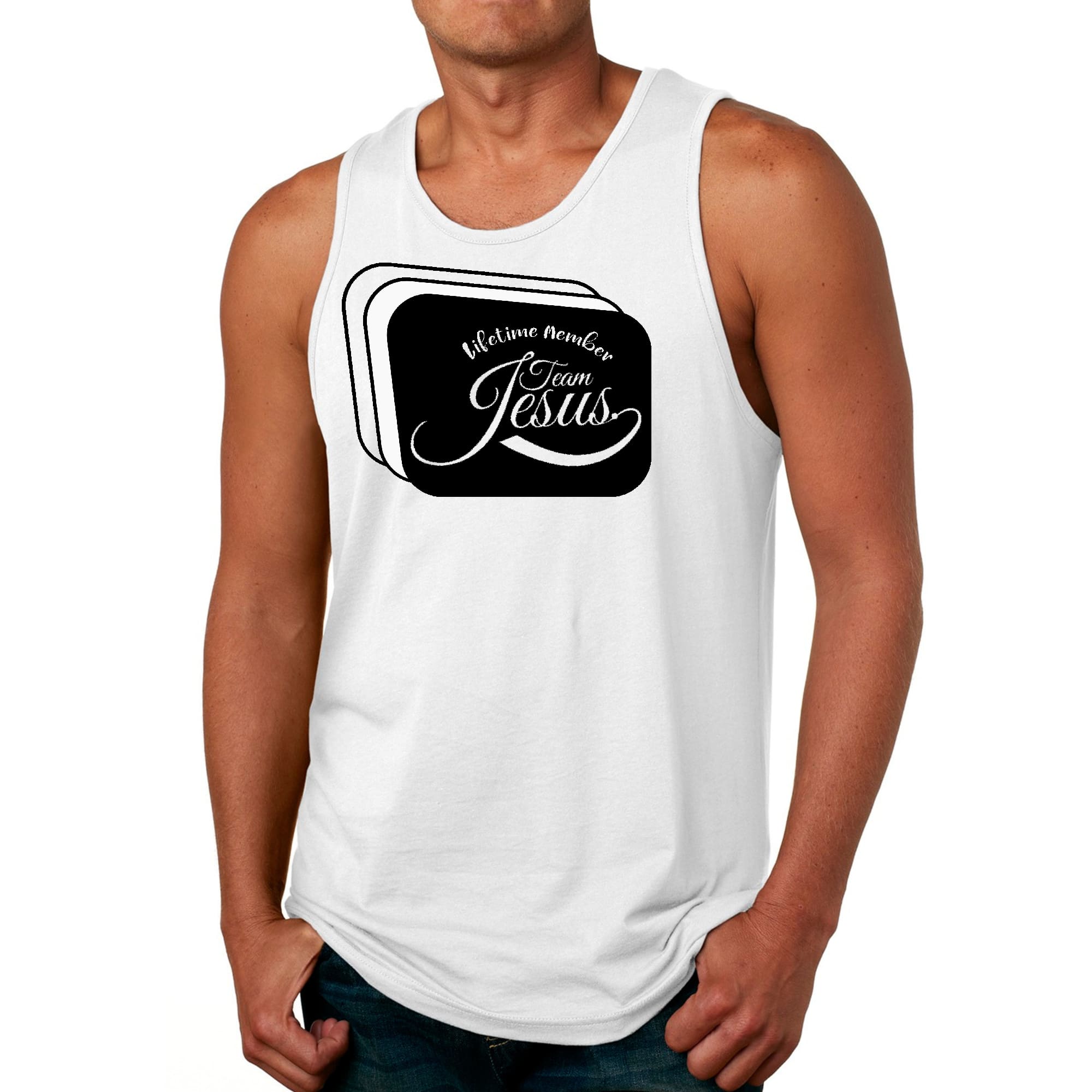 Mens Fitness Tank Top Graphic T-shirt Lifetime Member Team Jesus