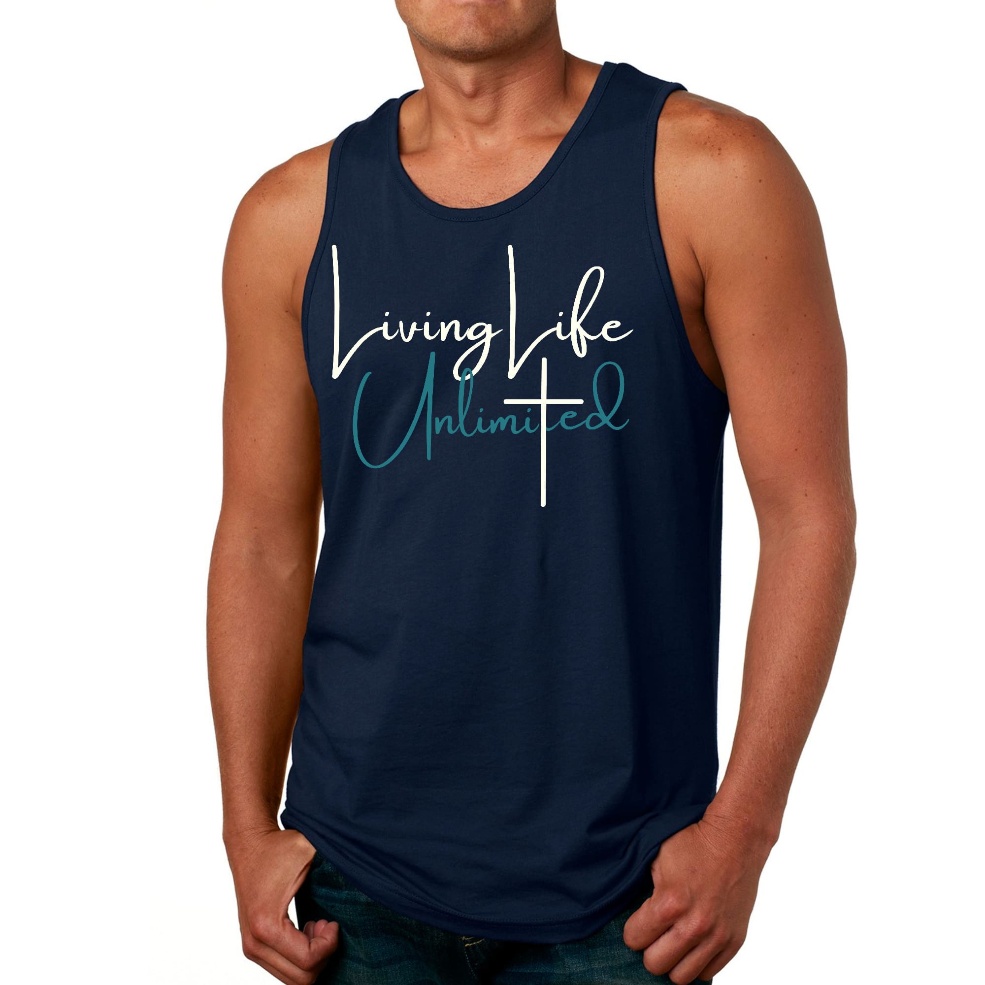 Mens Fitness Tank Top Graphic T-shirt Living Life Unlimited