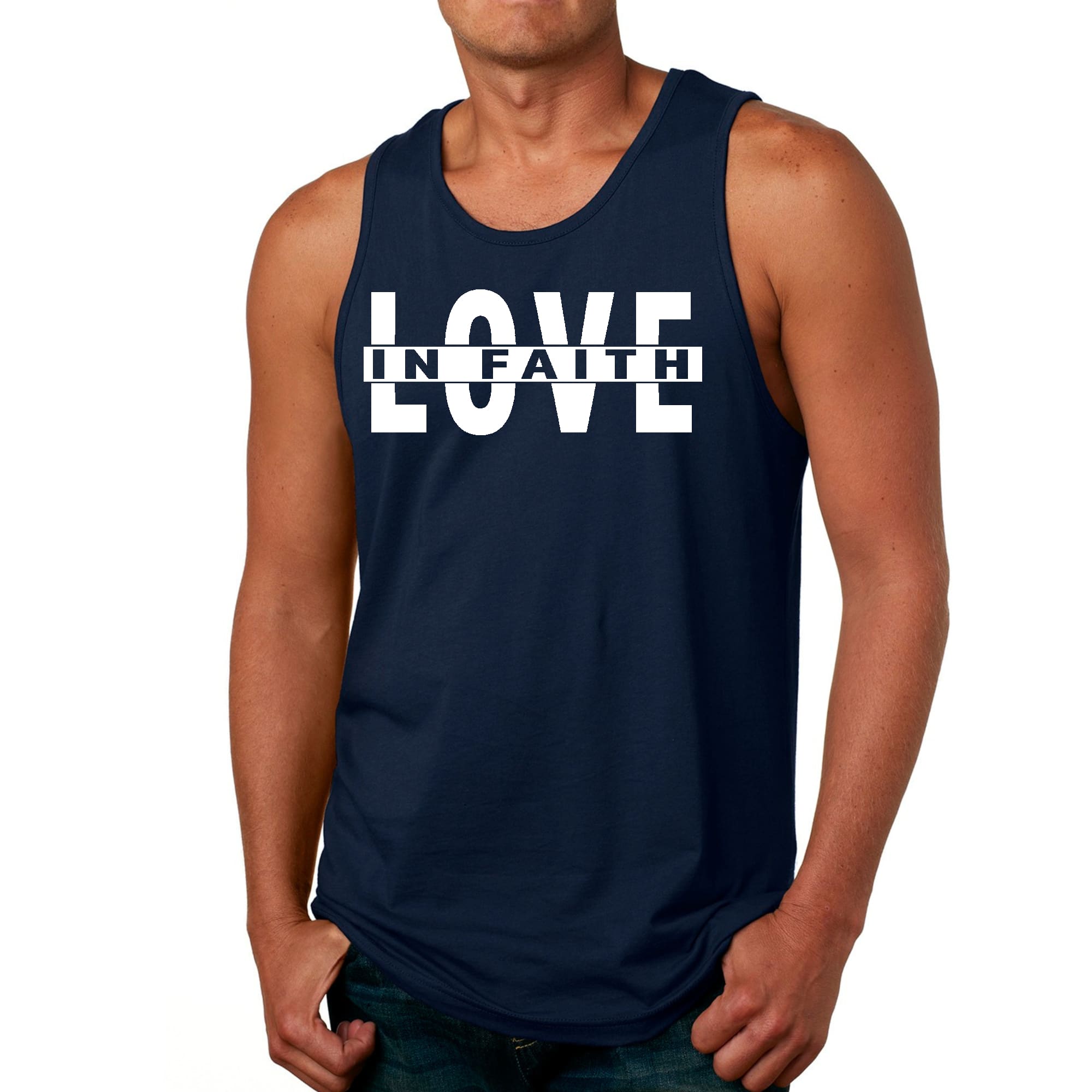 Mens Fitness Tank Top Graphic T-shirt Love in Faith