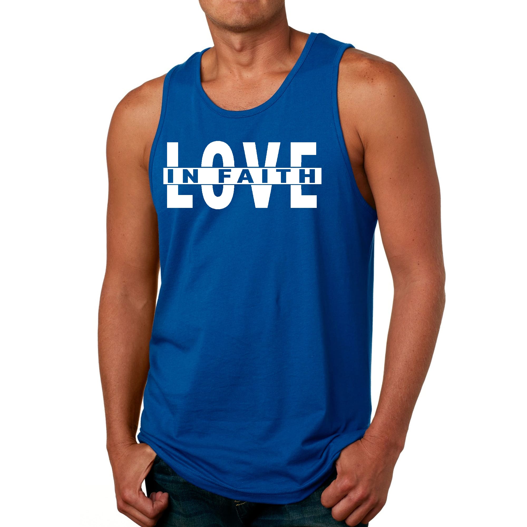 Mens Fitness Tank Top Graphic T-shirt Love in Faith