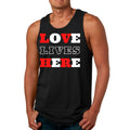 Mens Fitness Tank Top Graphic T-shirt Love Lives Here Christian