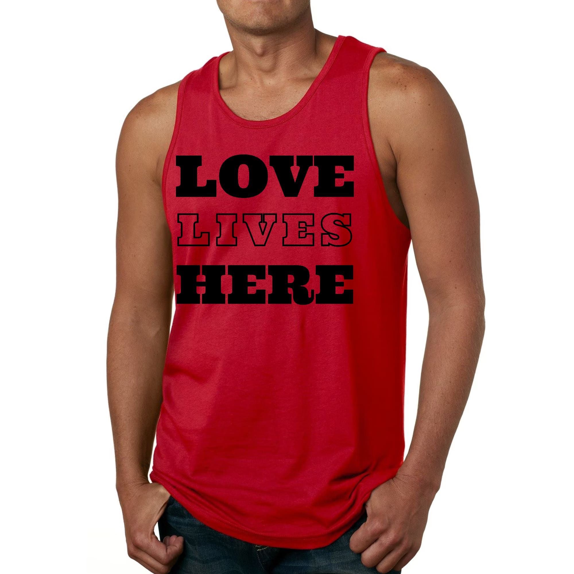 Mens Fitness Tank Top Graphic T-shirt Love Lives Here
