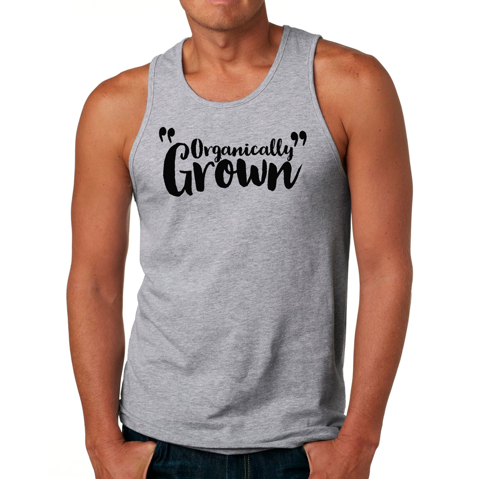 Mens Fitness Tank Top Graphic T-shirt Organically Grown - Affirmation
