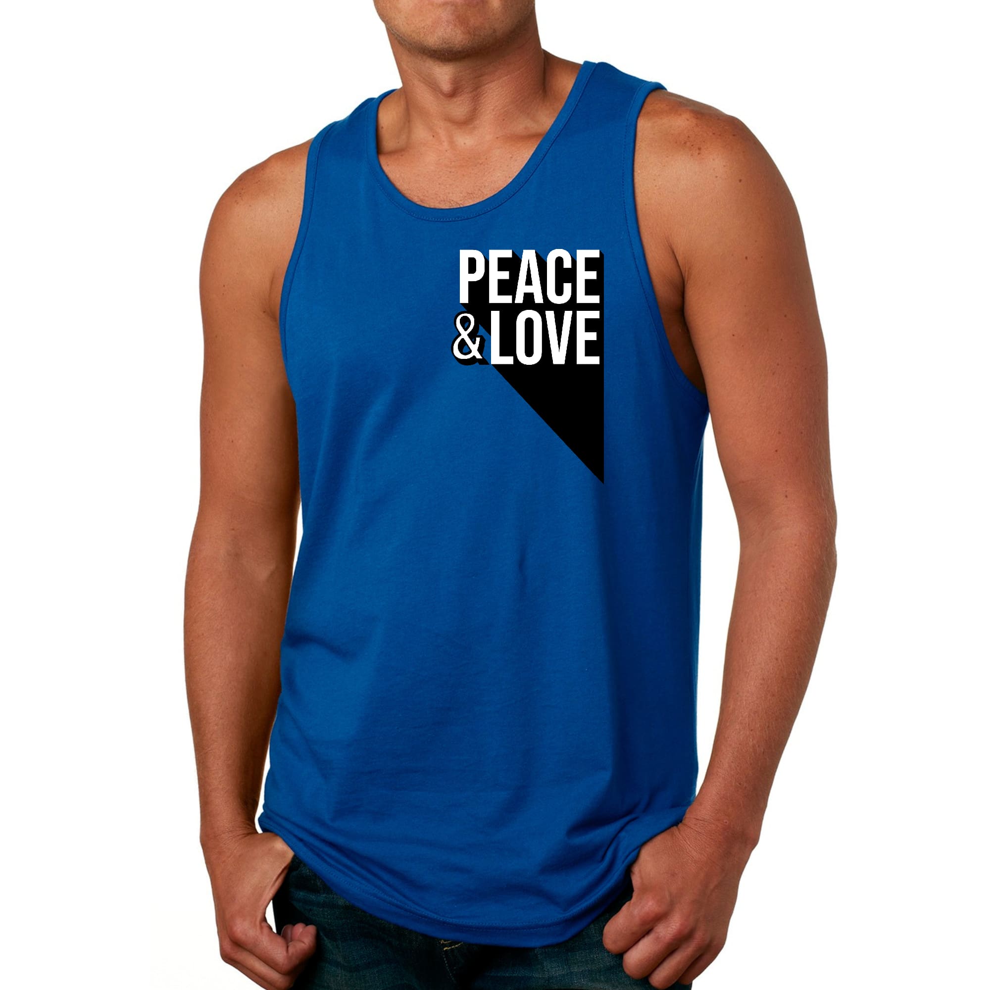 Mens Fitness Tank Top Graphic T-shirt Peace and Love Print