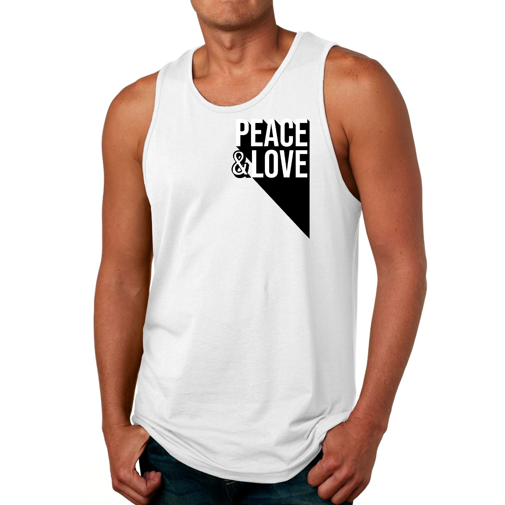 Mens Fitness Tank Top Graphic T-shirt Peace and Love Print