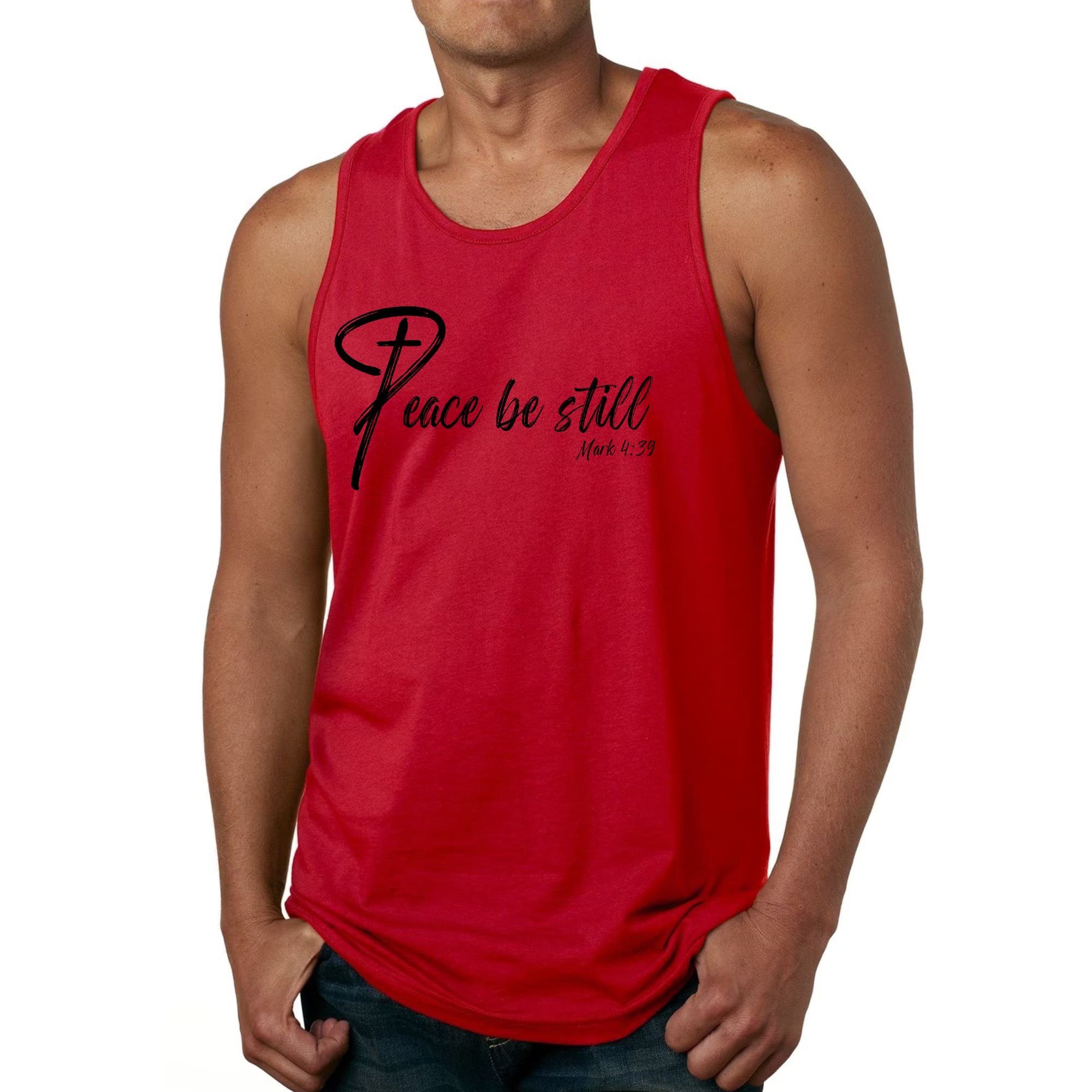 Mens Fitness Tank Top Graphic T-shirt Peace be Still