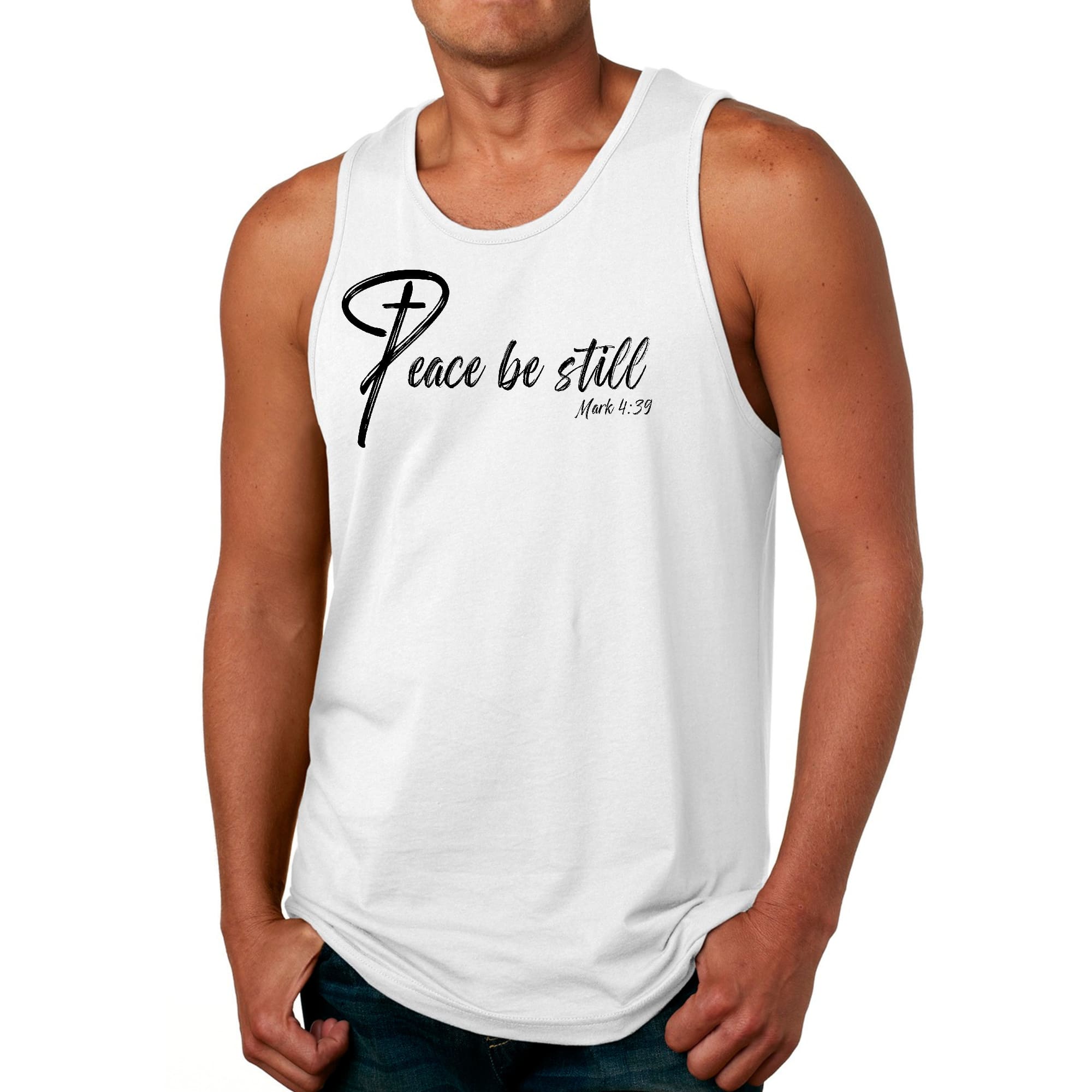 Mens Fitness Tank Top Graphic T-shirt Peace be Still