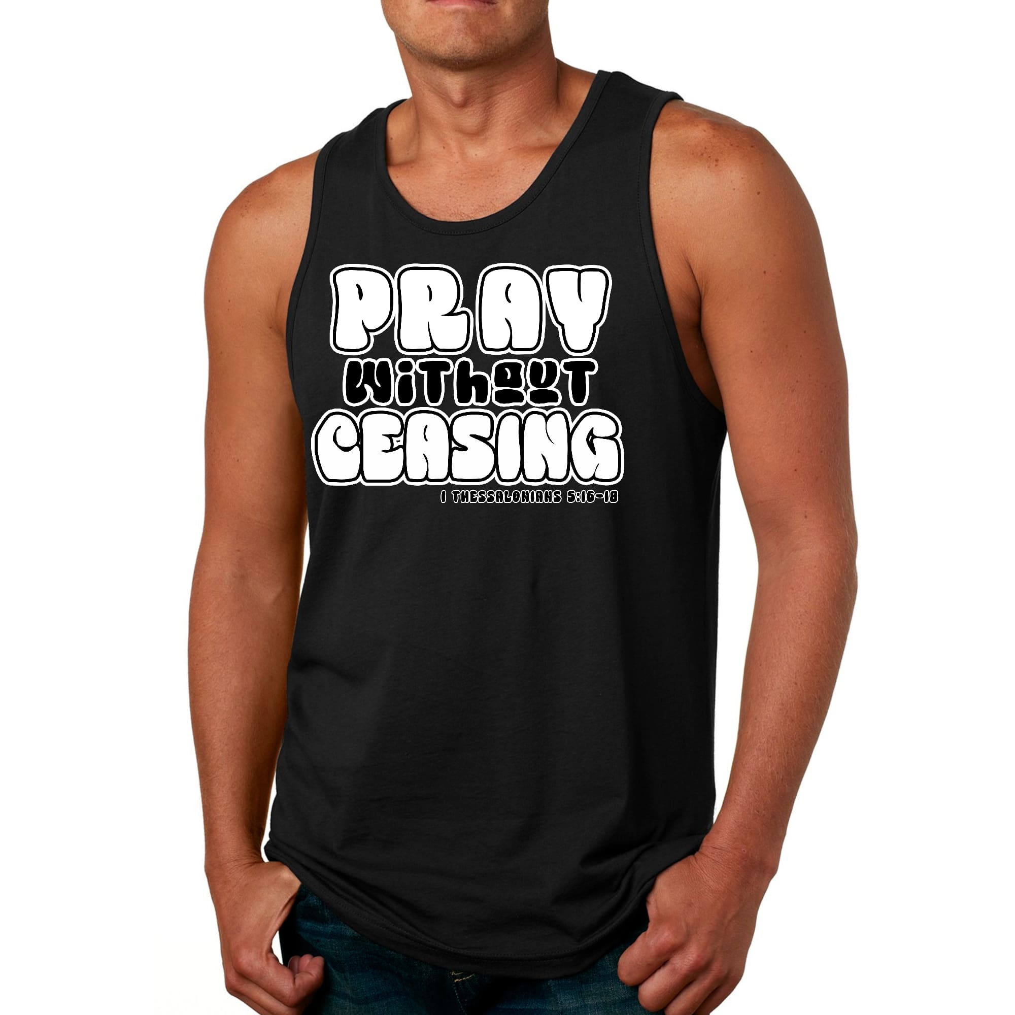 Mens Fitness Tank Top Graphic T-shirt Pray Without Ceasing