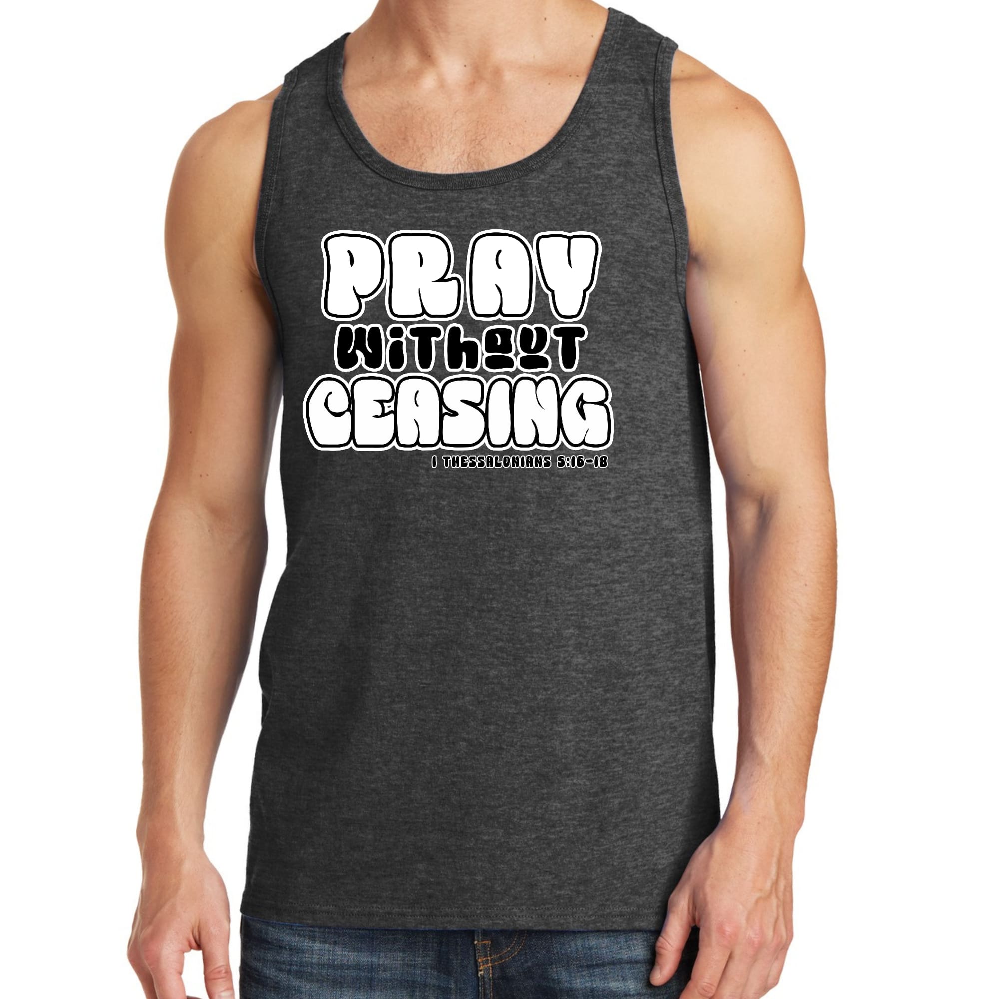 Mens Fitness Tank Top Graphic T-shirt Pray Without Ceasing