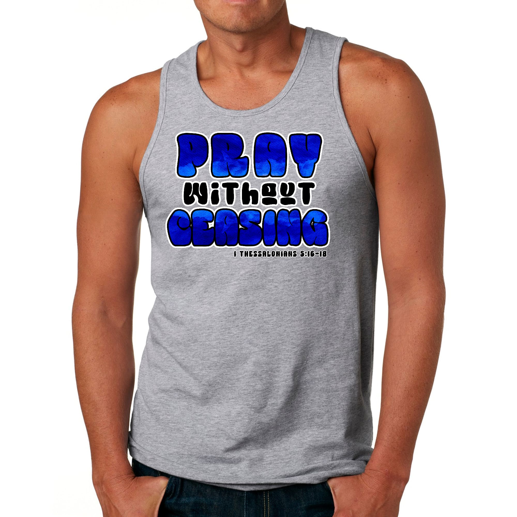 Mens Fitness Tank Top Graphic T-shirt Pray Without Ceasing