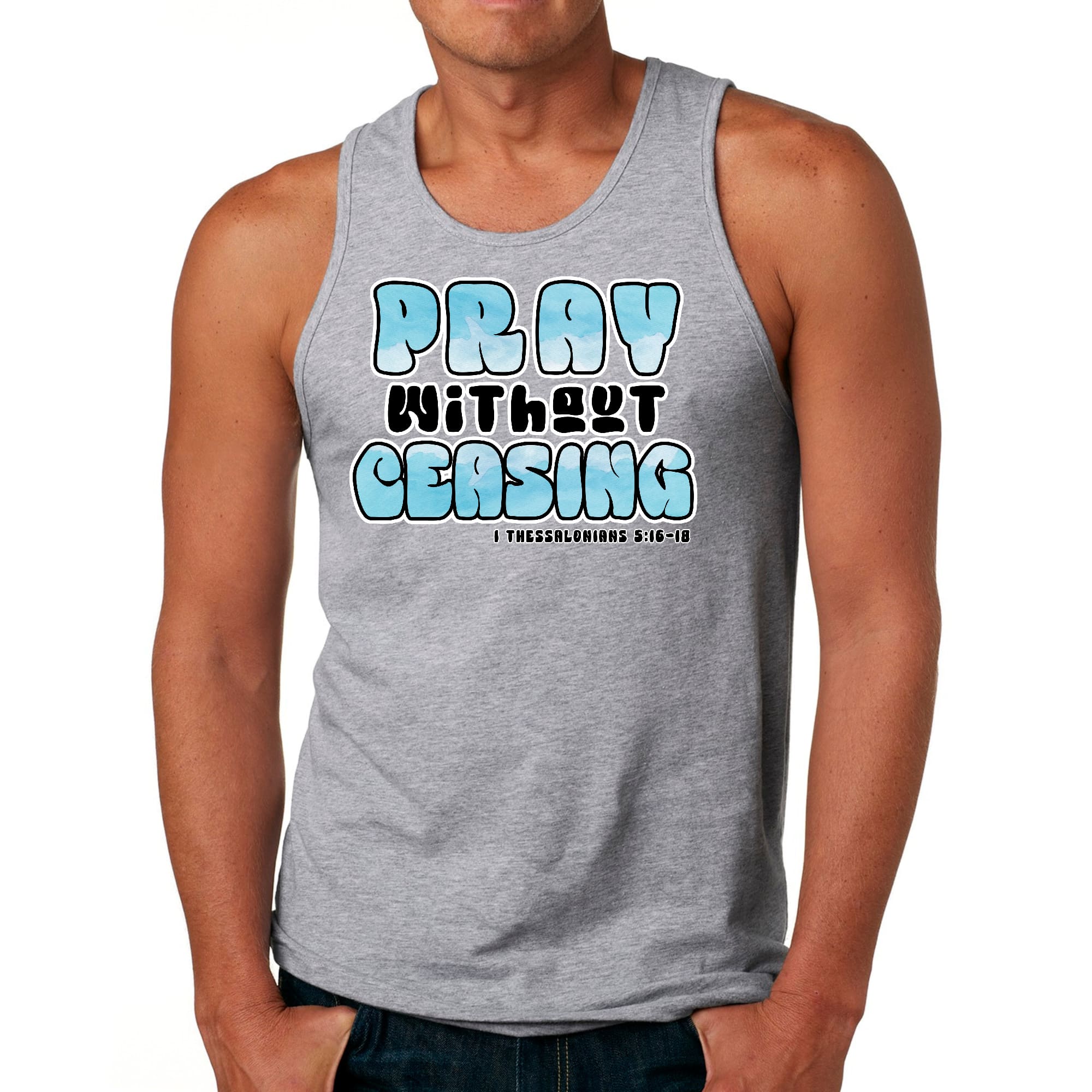 Mens Fitness Tank Top Graphic T-shirt Pray Without Ceasing