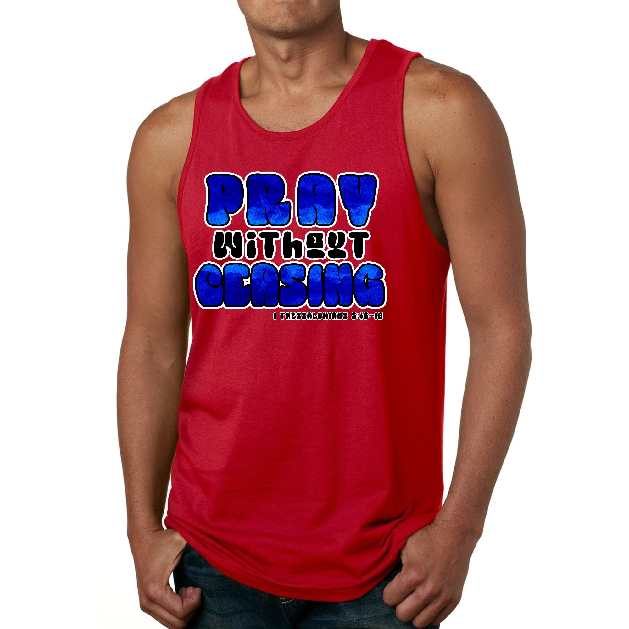 Mens Fitness Tank Top Graphic T-shirt Pray Without Ceasing