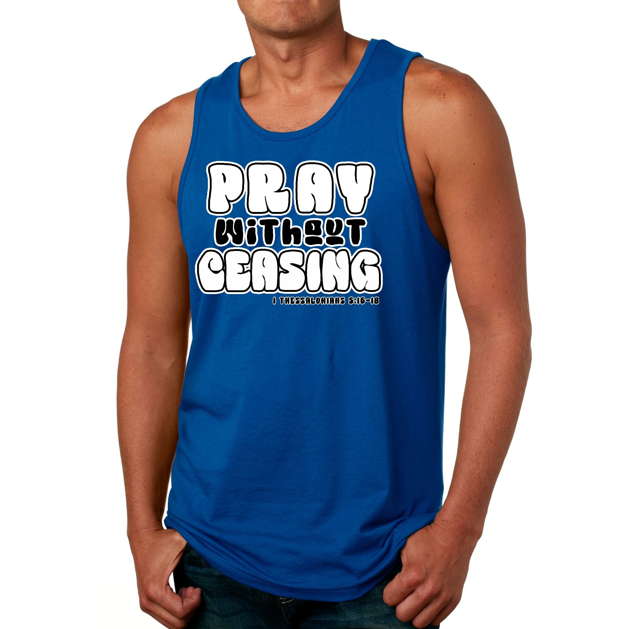 Mens Fitness Tank Top Graphic T-shirt Pray Without Ceasing