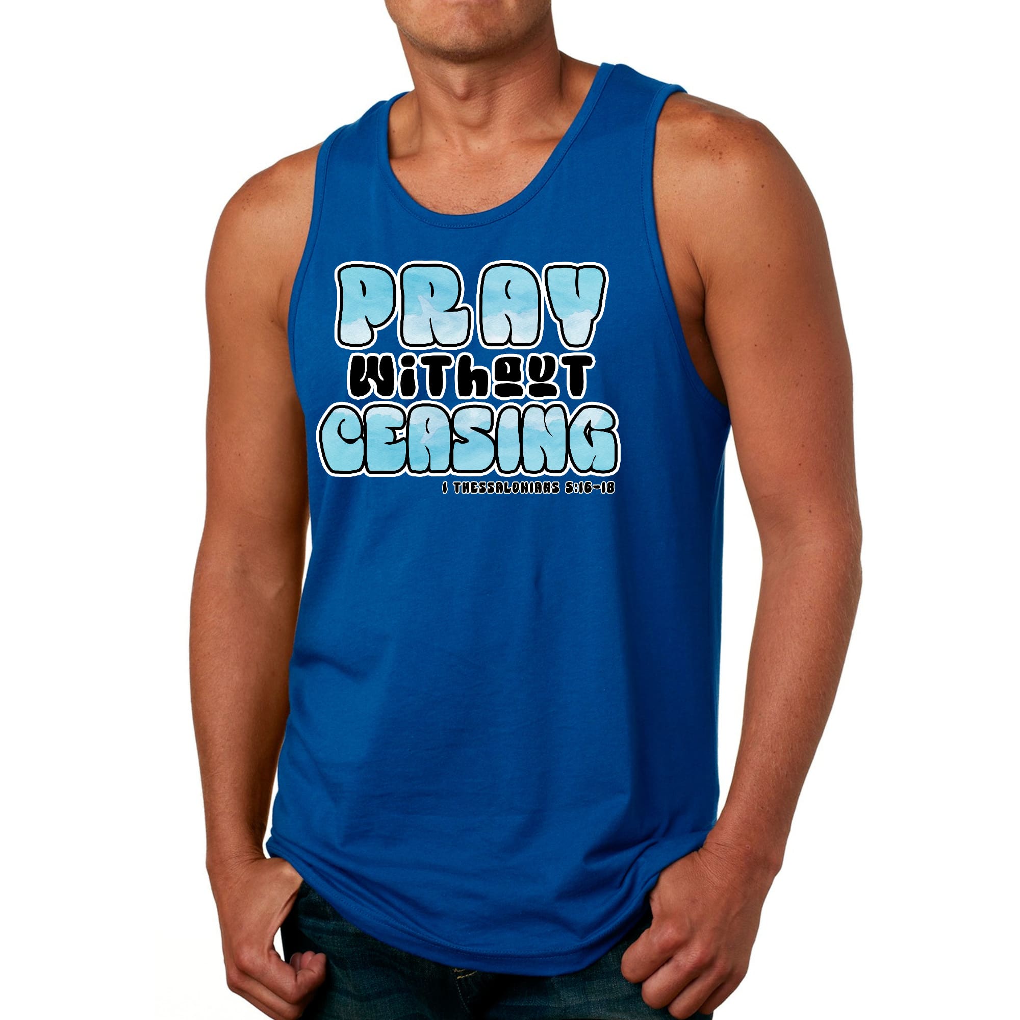 Mens Fitness Tank Top Graphic T-shirt Pray Without Ceasing