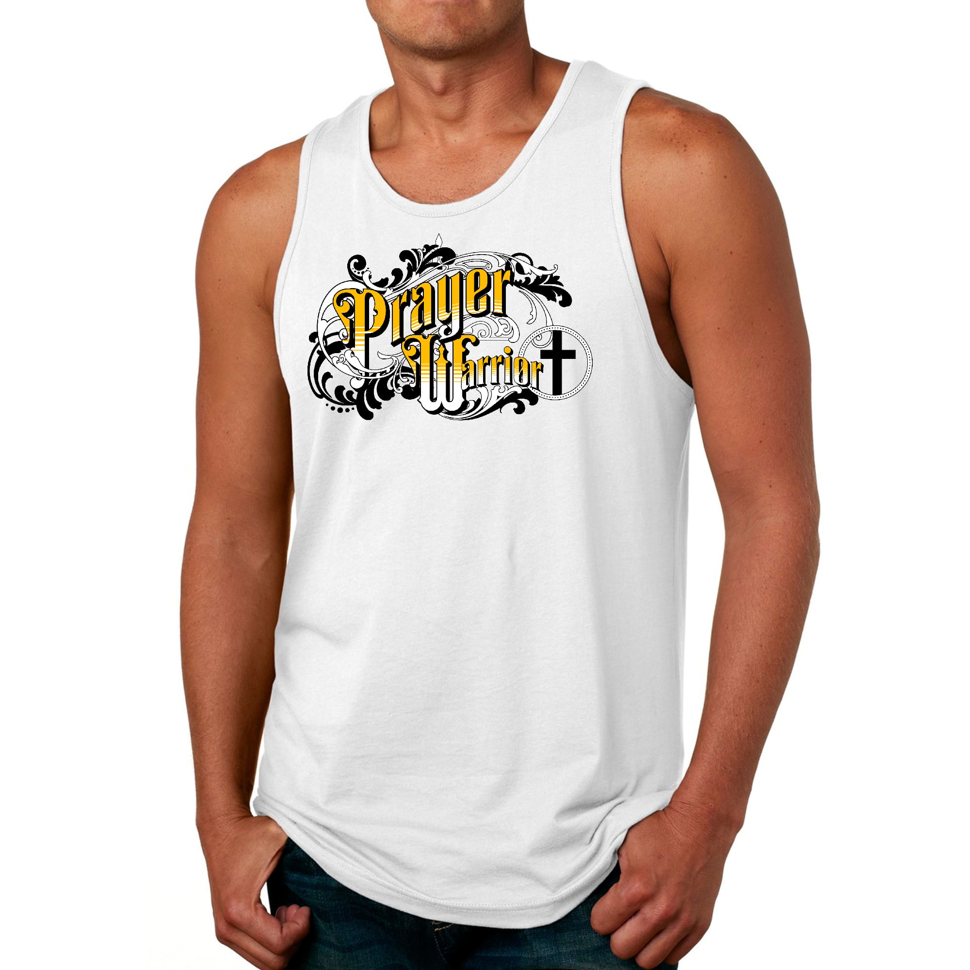 Mens Fitness Tank Top Graphic T-shirt Prayer Warrior Victorian Style