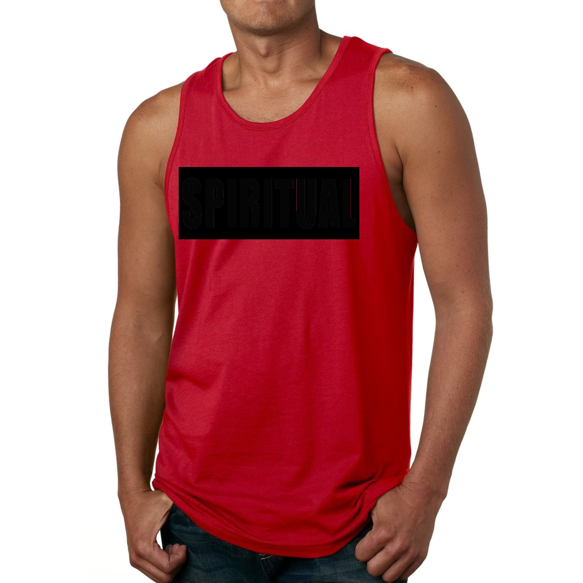 Mens Fitness Tank Top Graphic T-shirt Spiritual Black Colorblock
