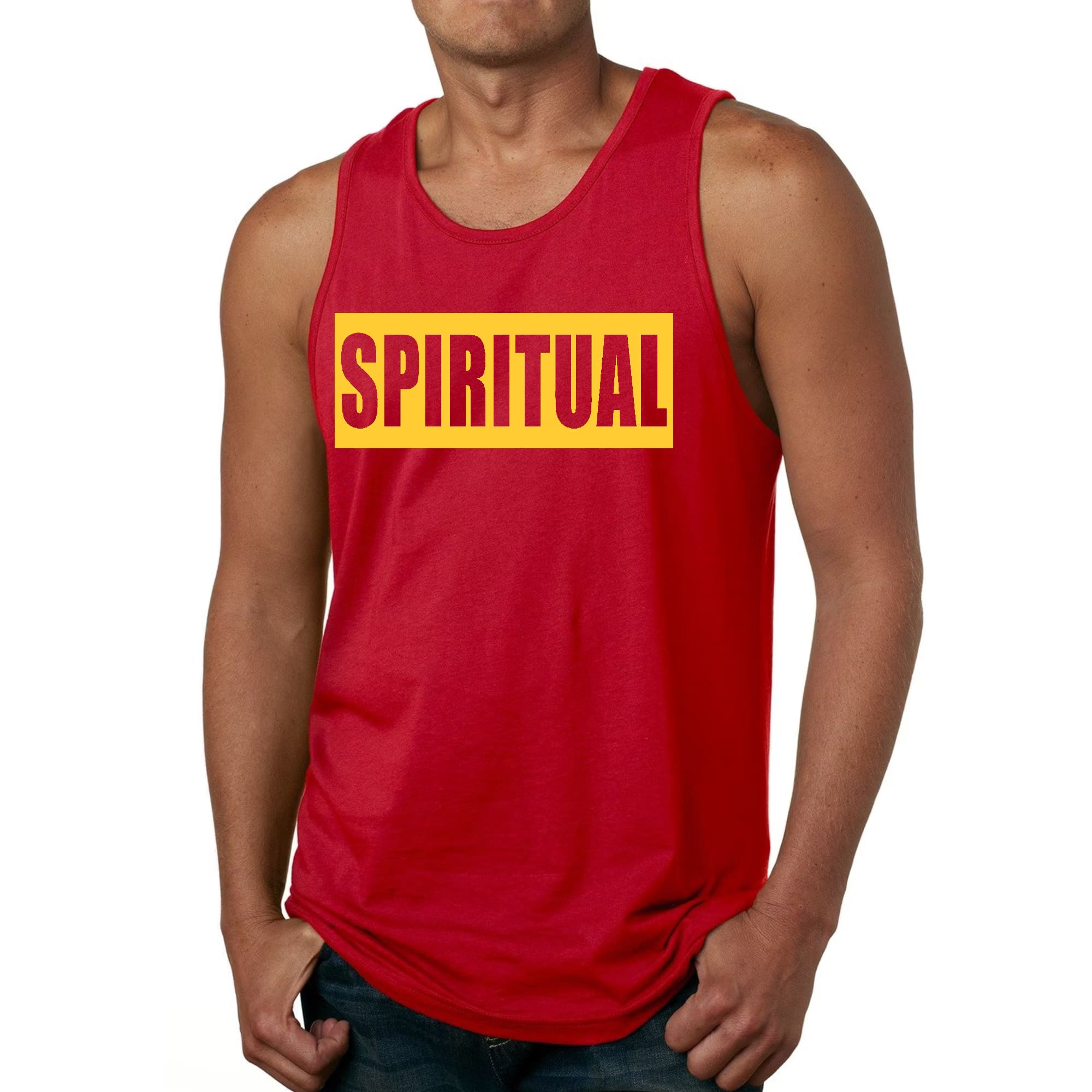 Mens Fitness Tank Top Graphic T-shirt Spiritual Yellow Gold