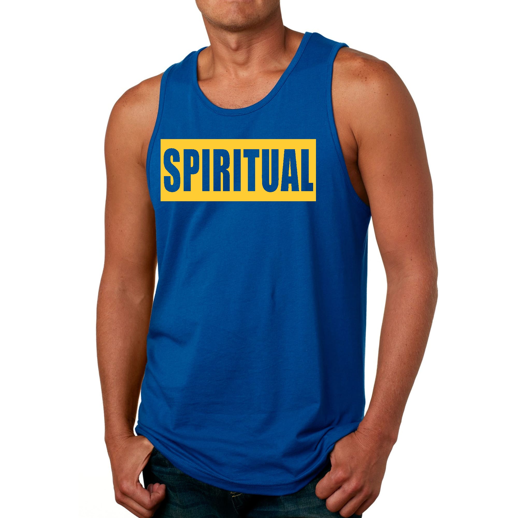 Mens Fitness Tank Top Graphic T-shirt Spiritual Yellow Gold