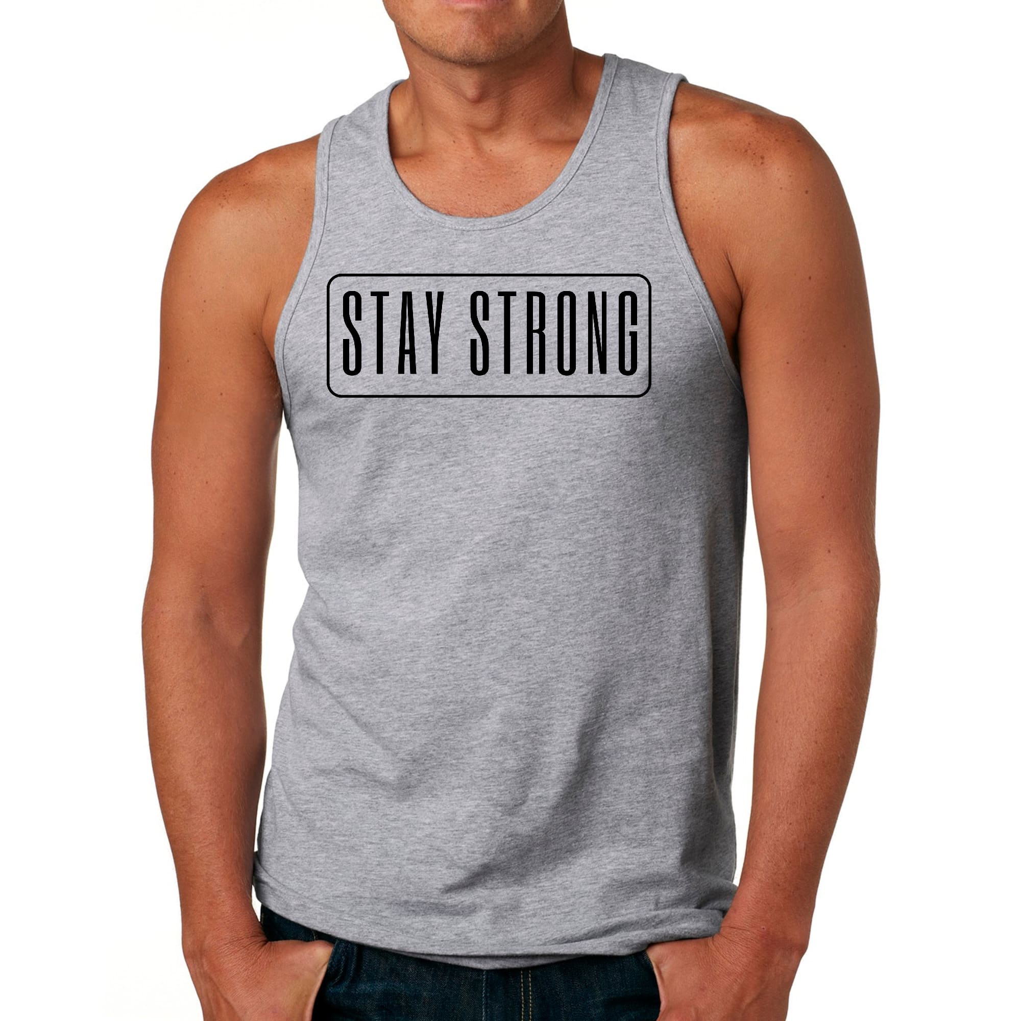 Mens Fitness Tank Top Graphic T-shirt Stay Strong Print