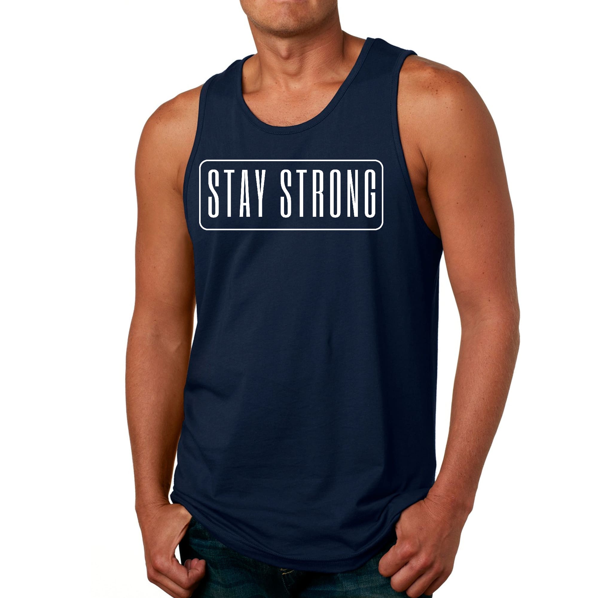 Mens Fitness Tank Top Graphic T-shirt Stay Strong Print