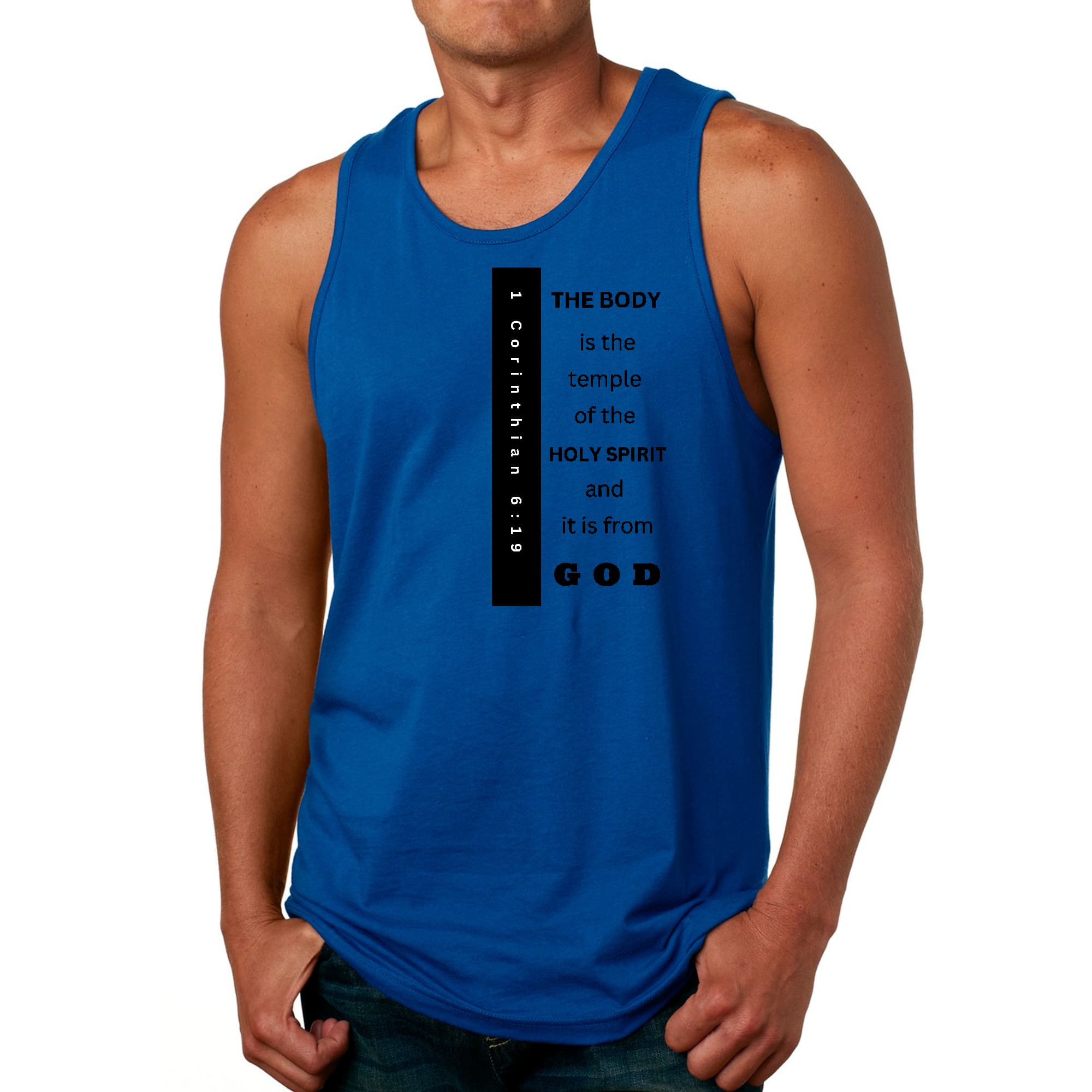 Mens Fitness Tank Top Graphic T-shirt the Body is the Temple Print