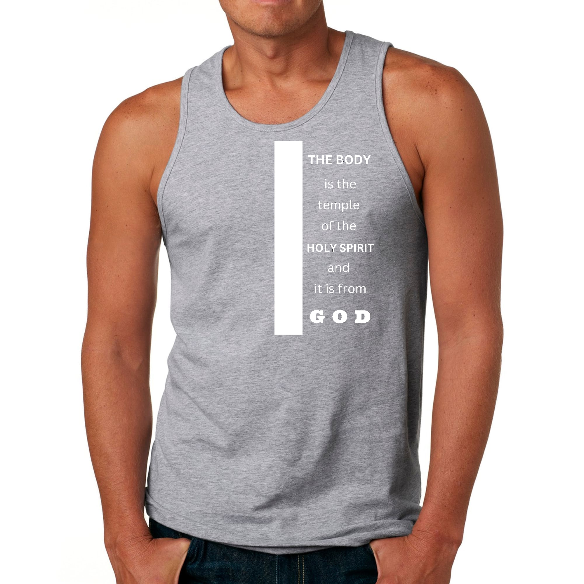 Mens Fitness Tank Top Graphic T-shirt the Body is the Temple