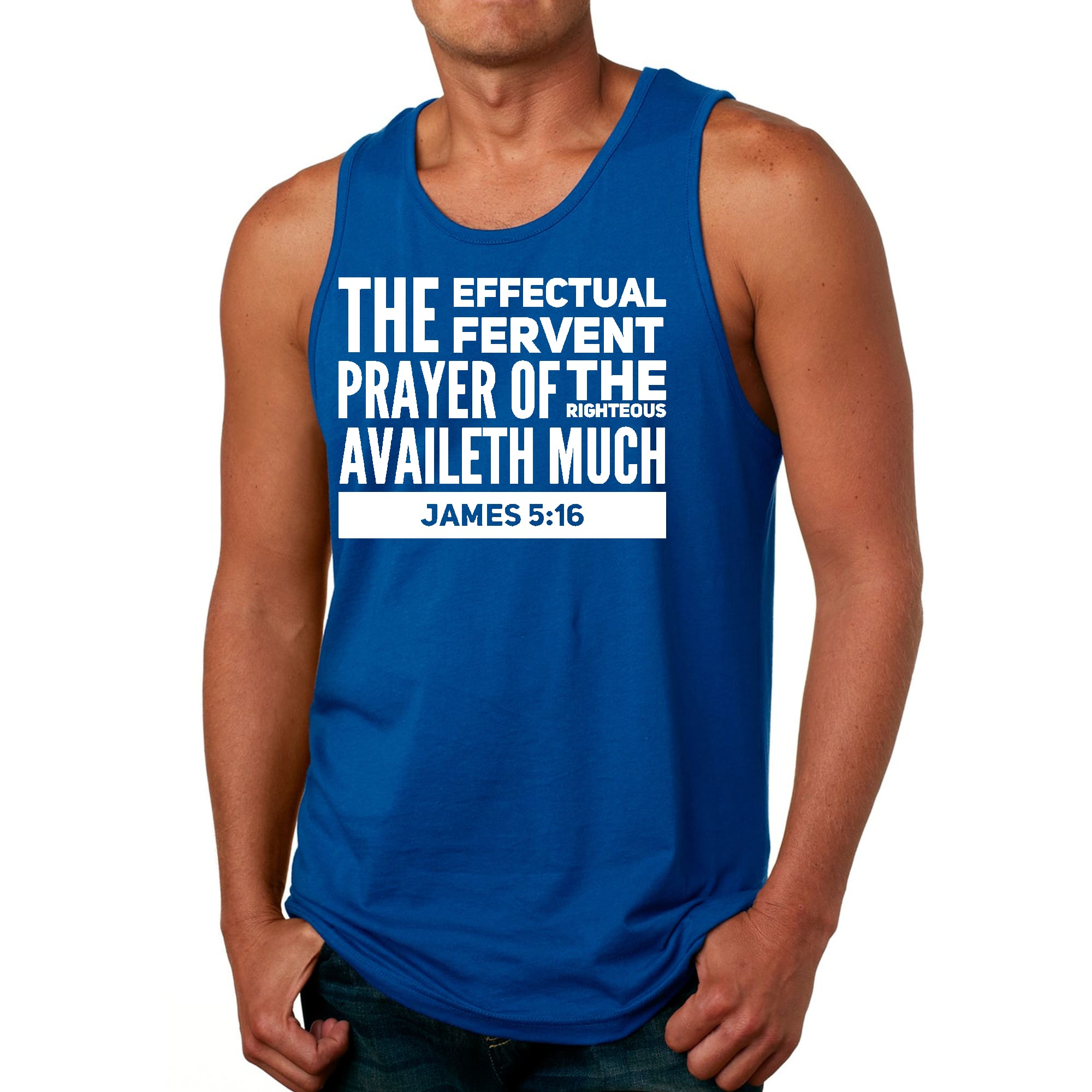 Mens Fitness Tank Top Graphic T-shirt the Effectual Fervent Prayer -