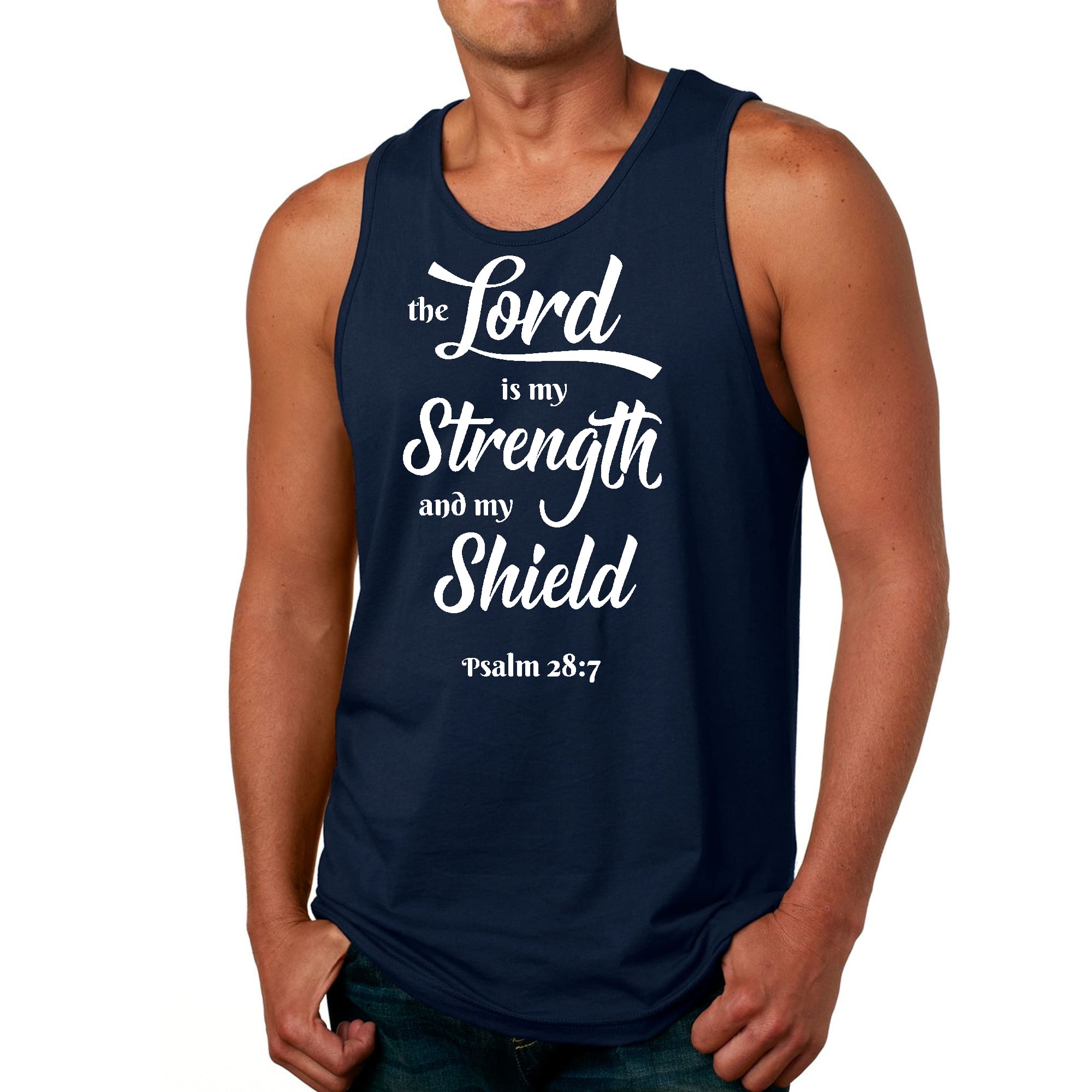 Mens Fitness Tank Top Graphic T-shirt the Lord is my Strength