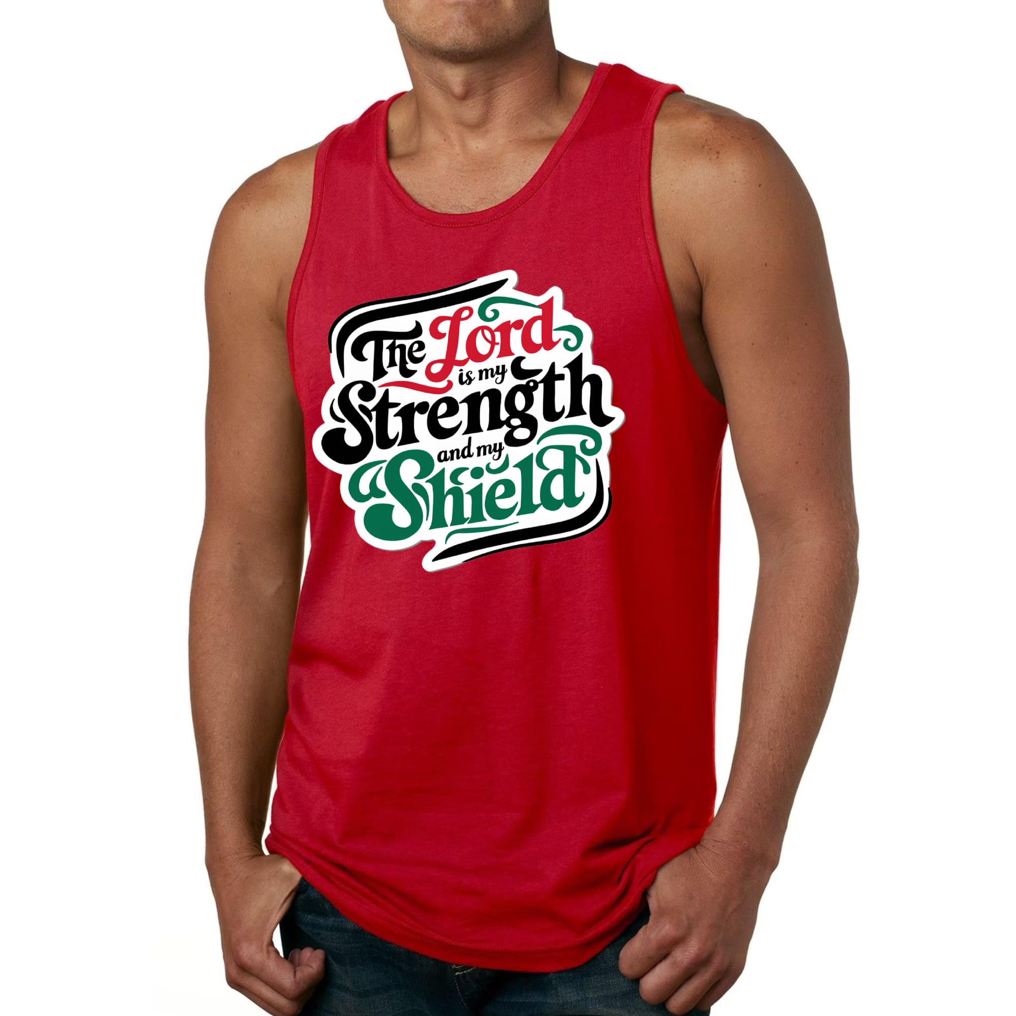 Mens Fitness Tank Top Graphic T-shirt the Lord is my Strength