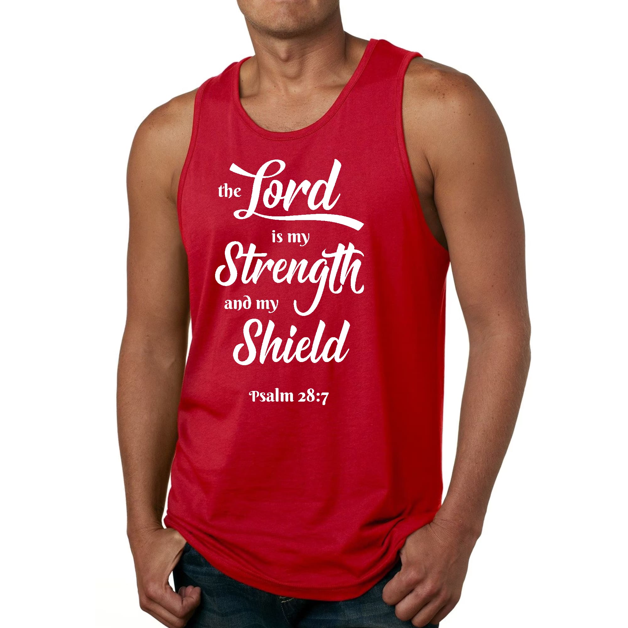 Mens Fitness Tank Top Graphic T-shirt the Lord is my Strength