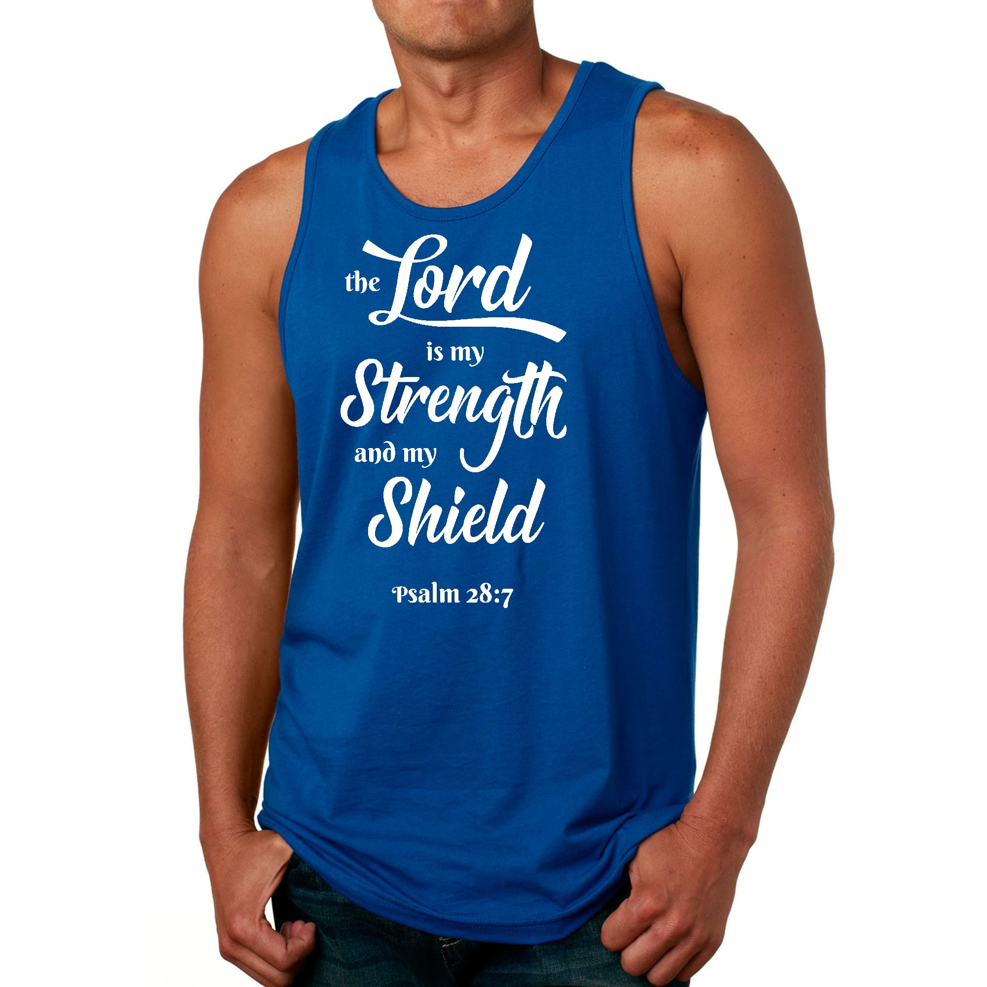 Mens Fitness Tank Top Graphic T-shirt the Lord is my Strength