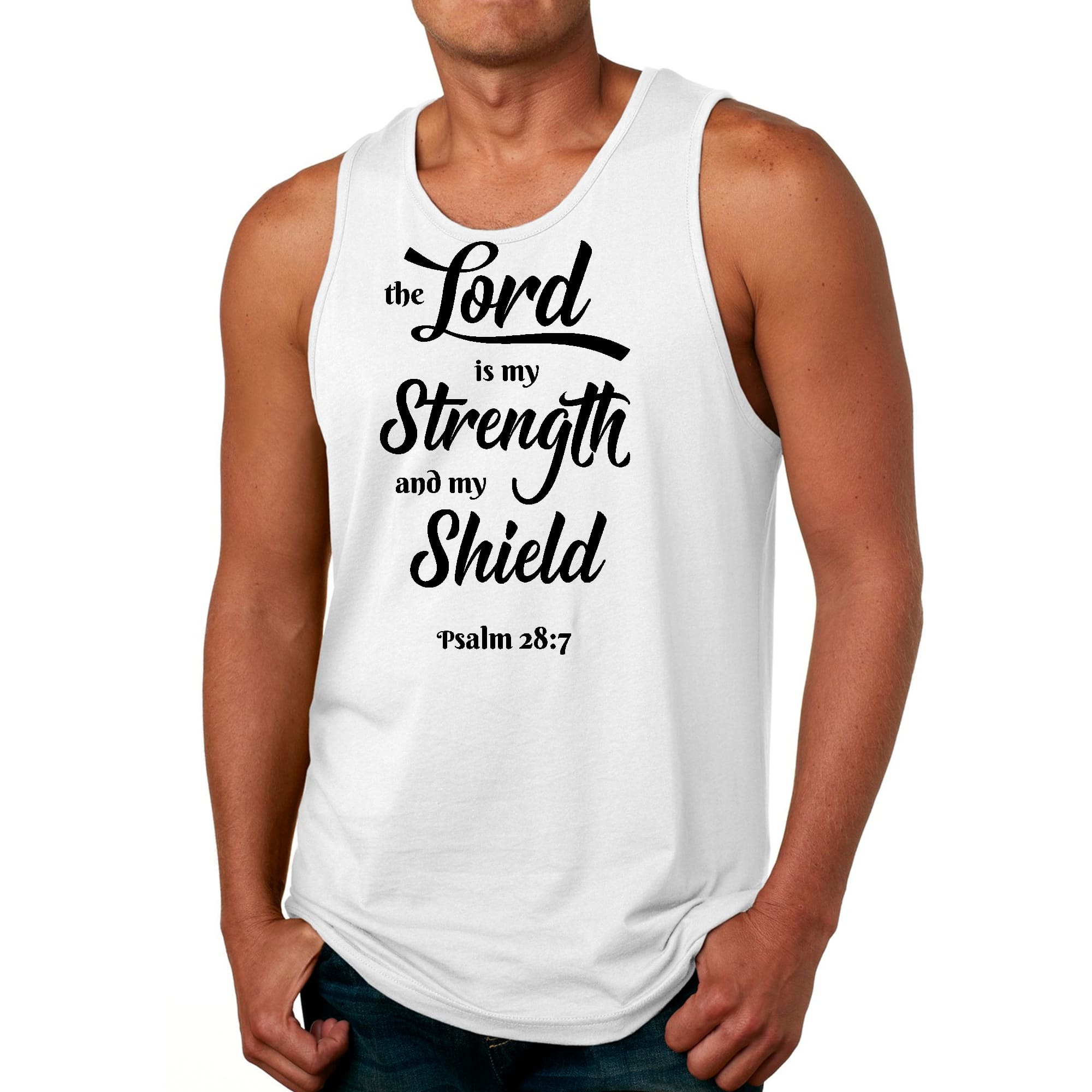 Mens Fitness Tank Top Graphic T-shirt the Lord is my Strength
