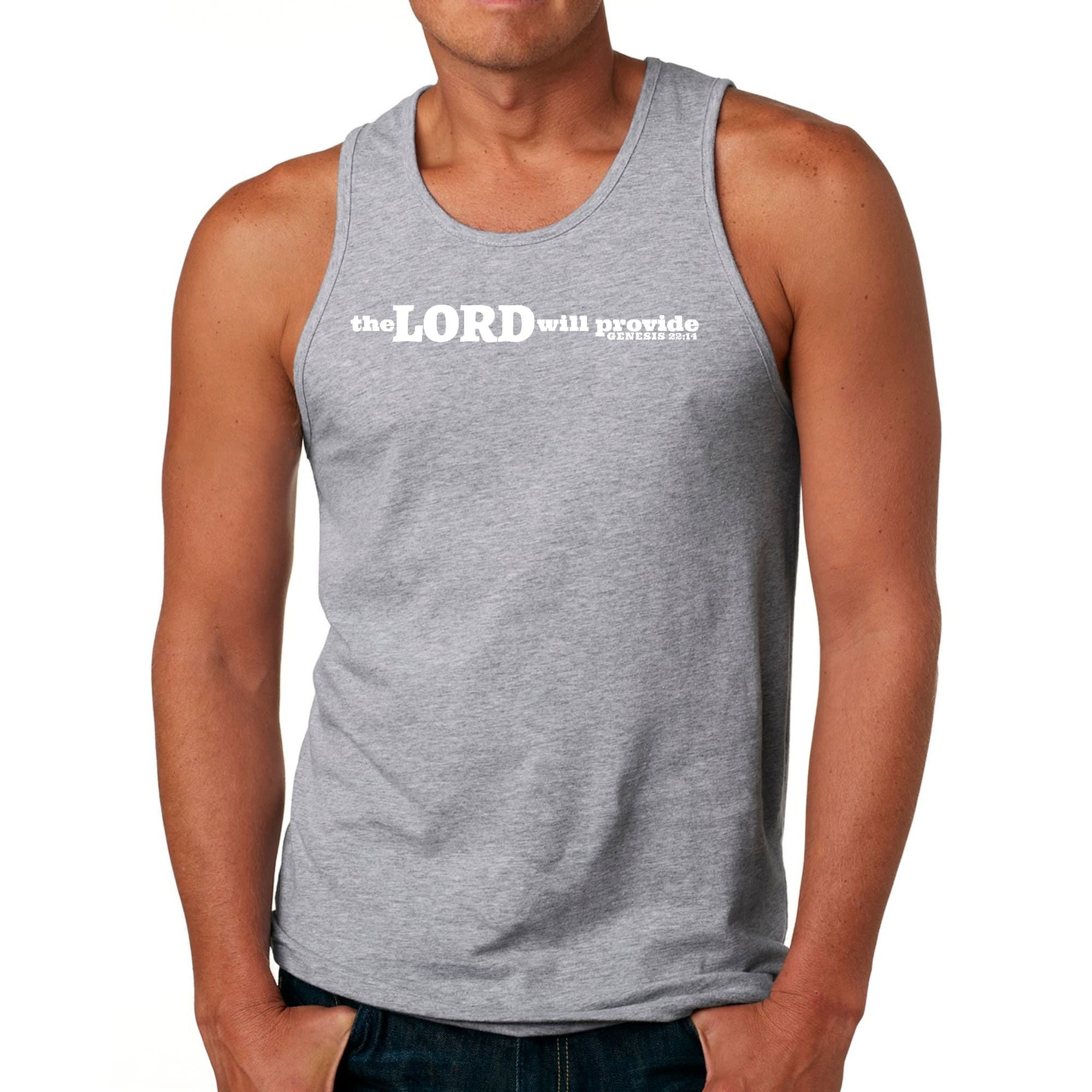 Mens Fitness Tank Top Graphic T-shirt the Lord will Provide Print