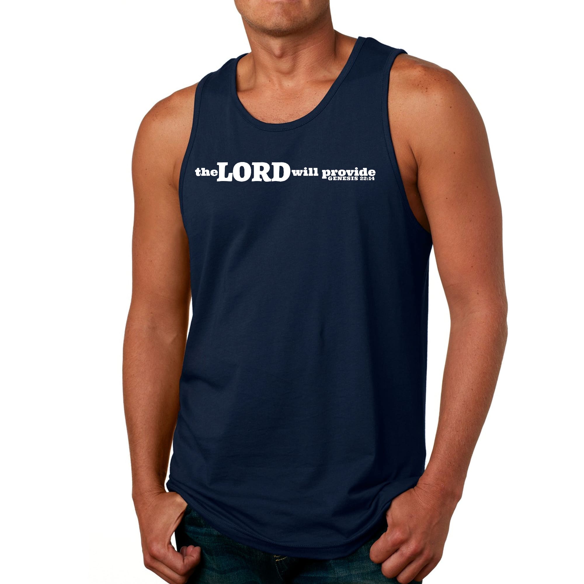 Mens Fitness Tank Top Graphic T-shirt the Lord will Provide Print