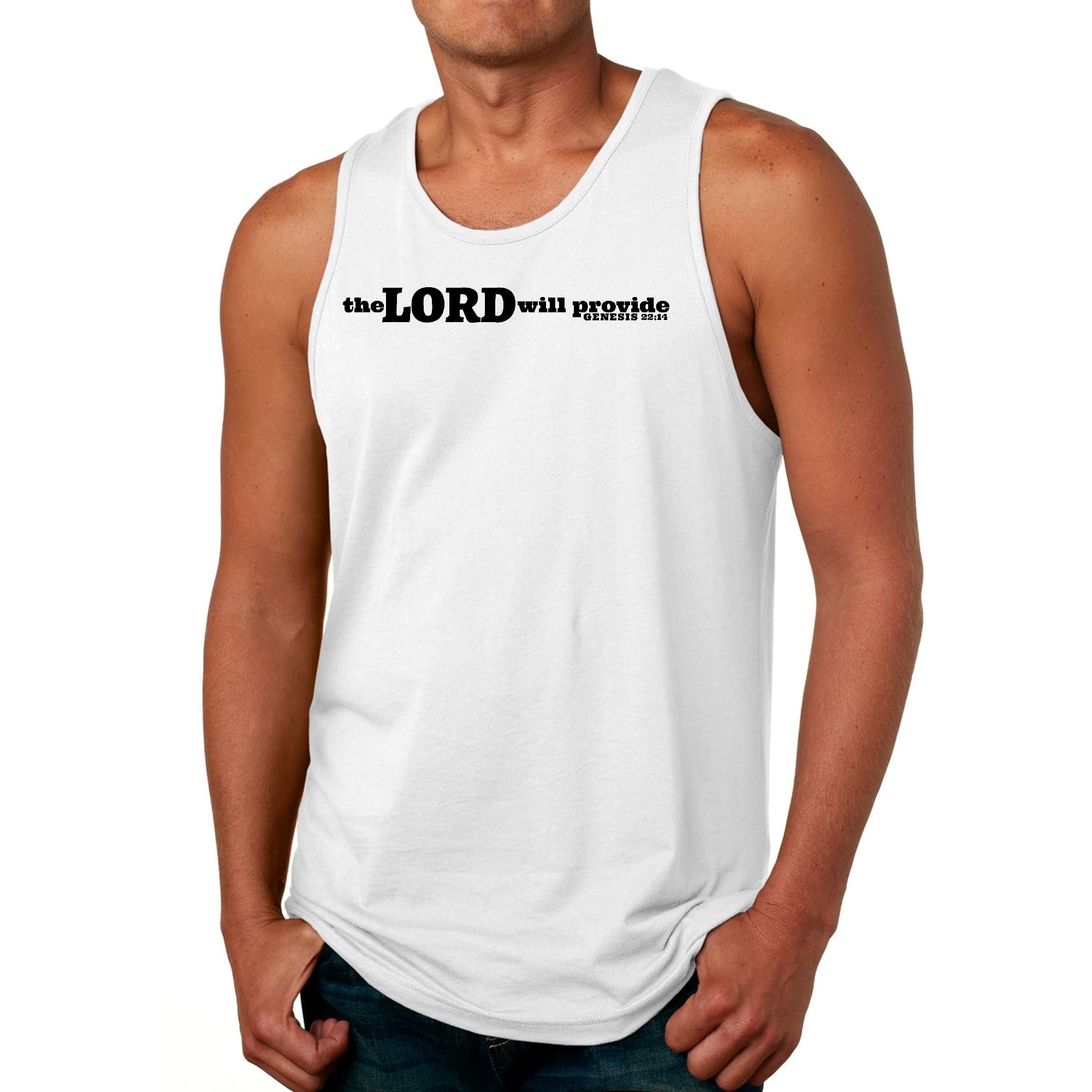 Mens Fitness Tank Top Graphic T-shirt the Lord will Provide Print