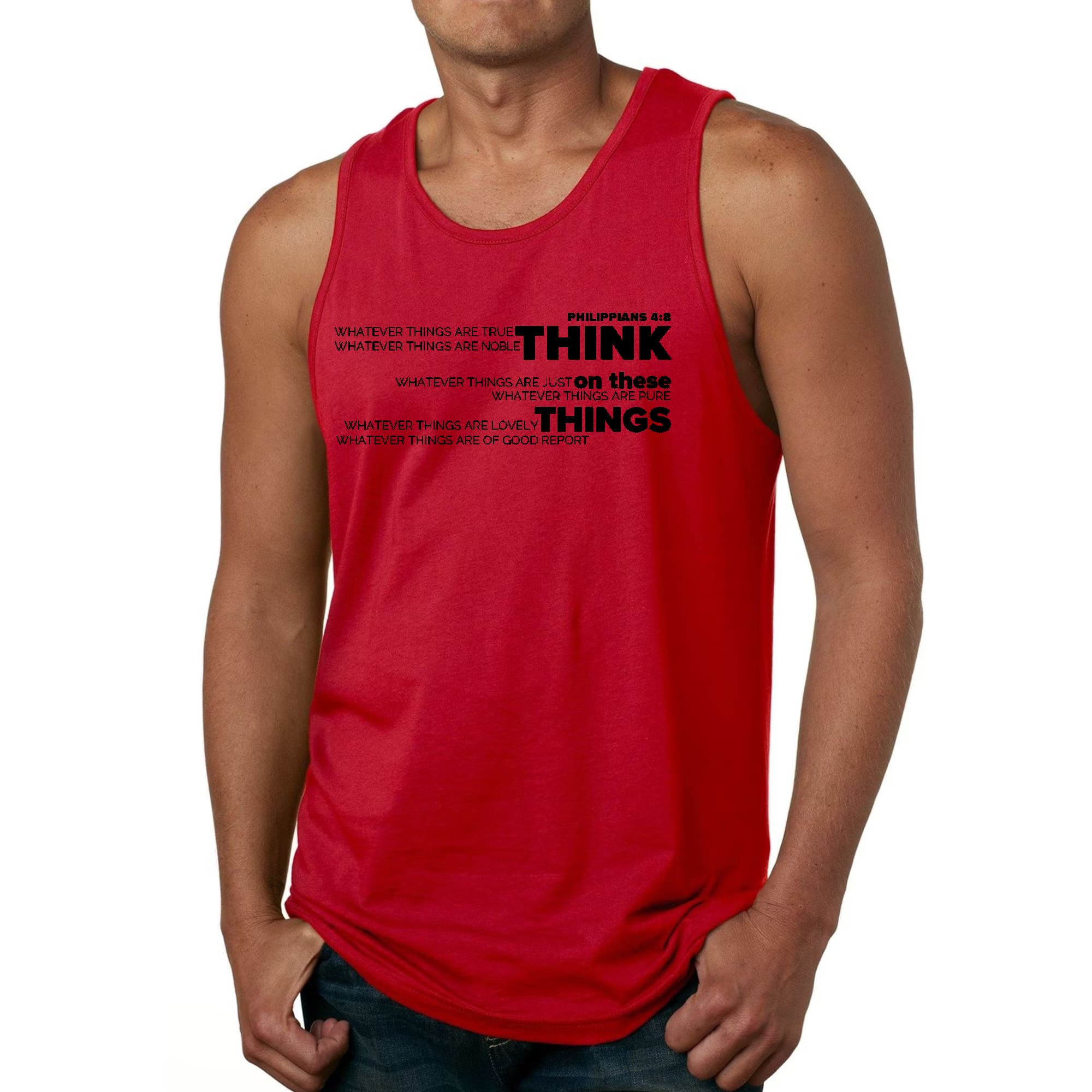 Mens Fitness Tank Top Graphic T-shirt Think on these Things Black