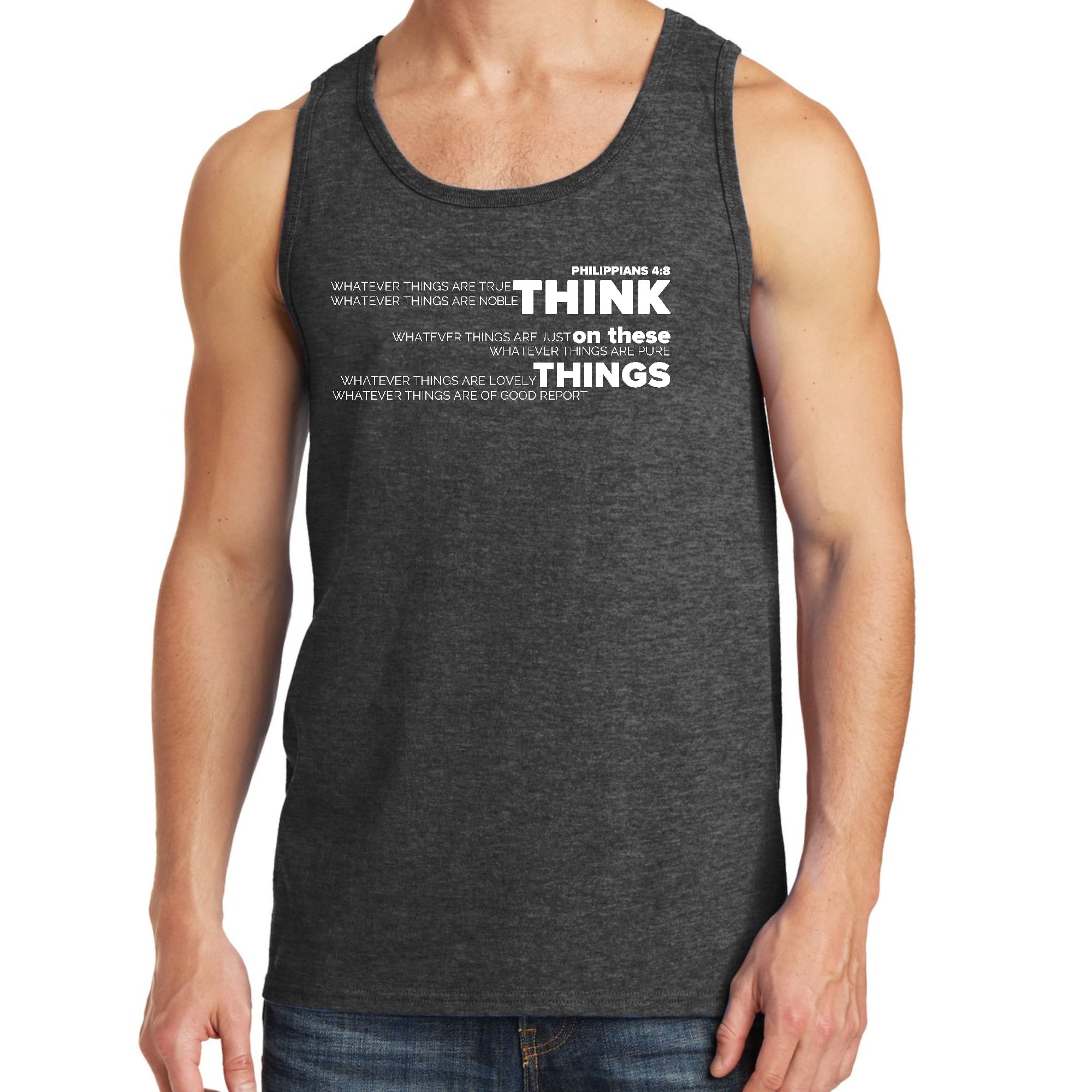 Mens Fitness Tank Top Graphic T-shirt Think on these Things