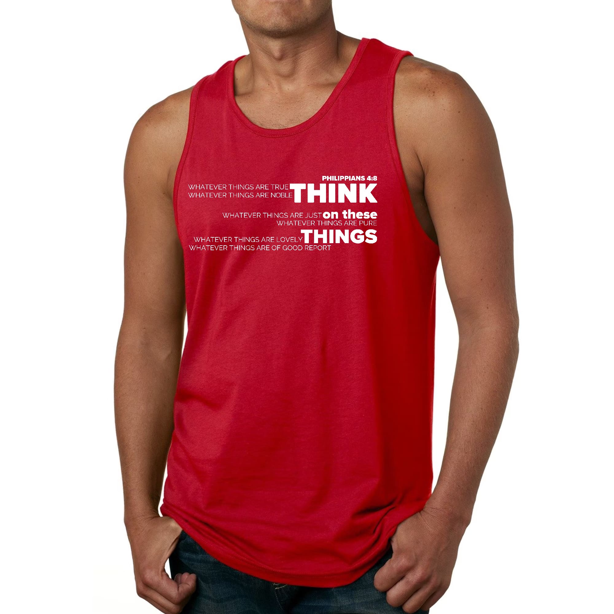Mens Fitness Tank Top Graphic T-shirt Think on these Things