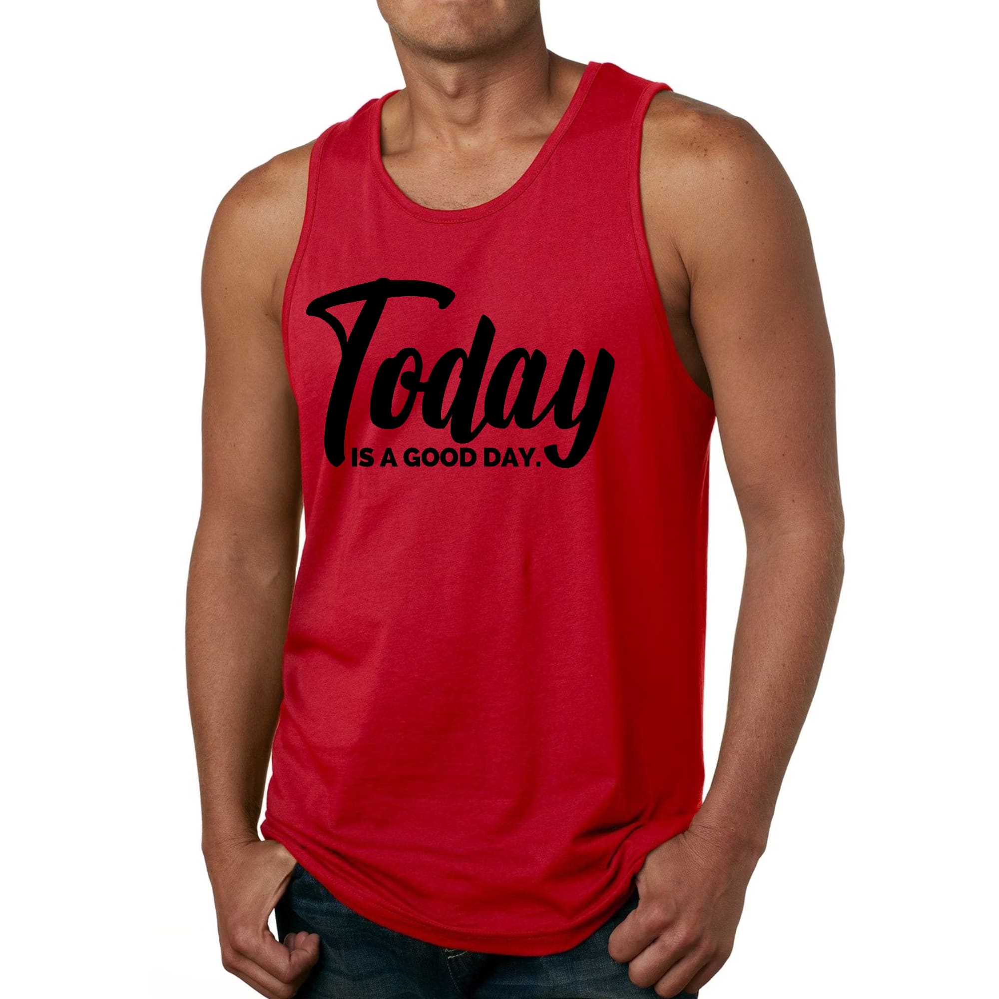 Mens Fitness Tank Top Graphic T-shirt Today is a Good Day Black