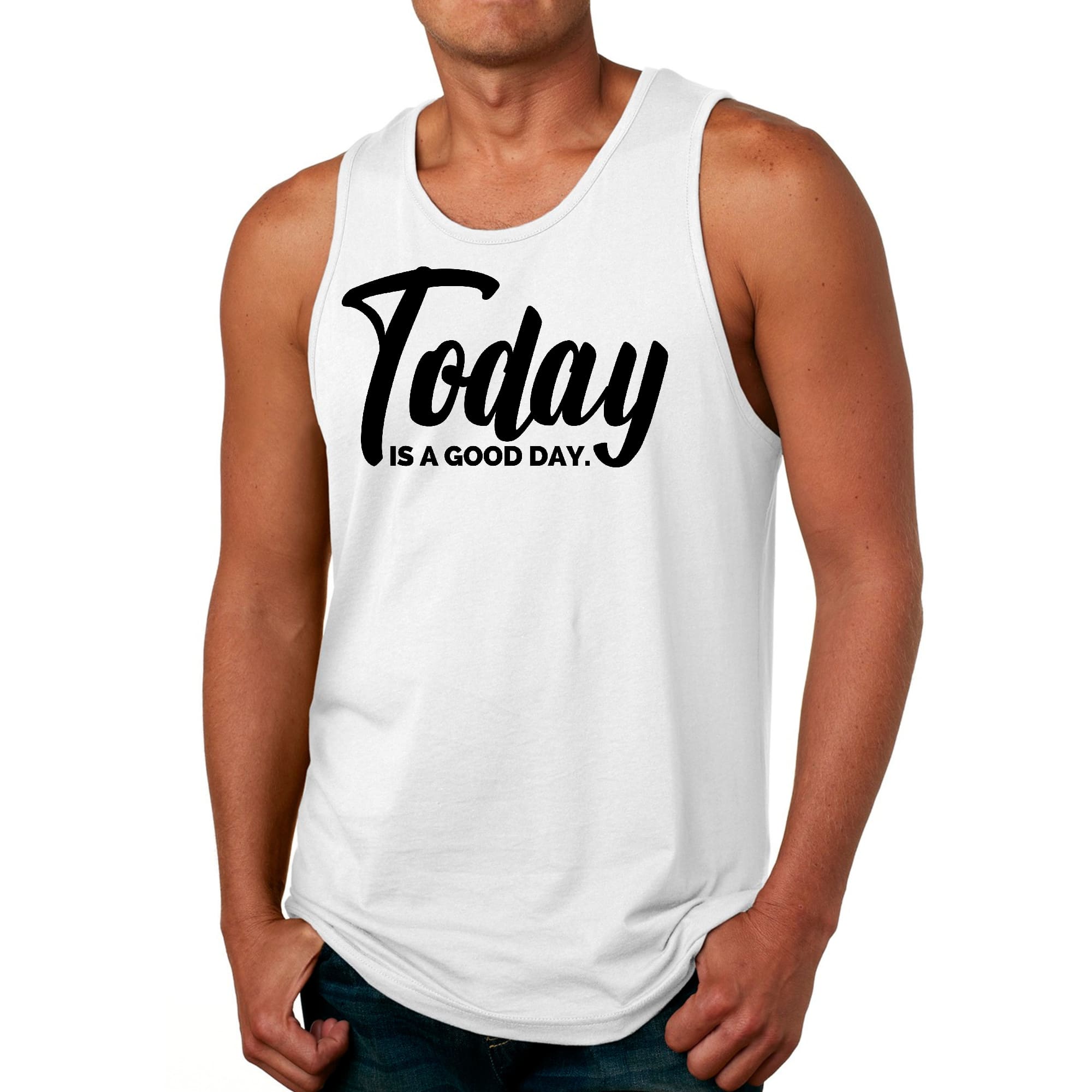 Mens Fitness Tank Top Graphic T-shirt Today is a Good Day Black