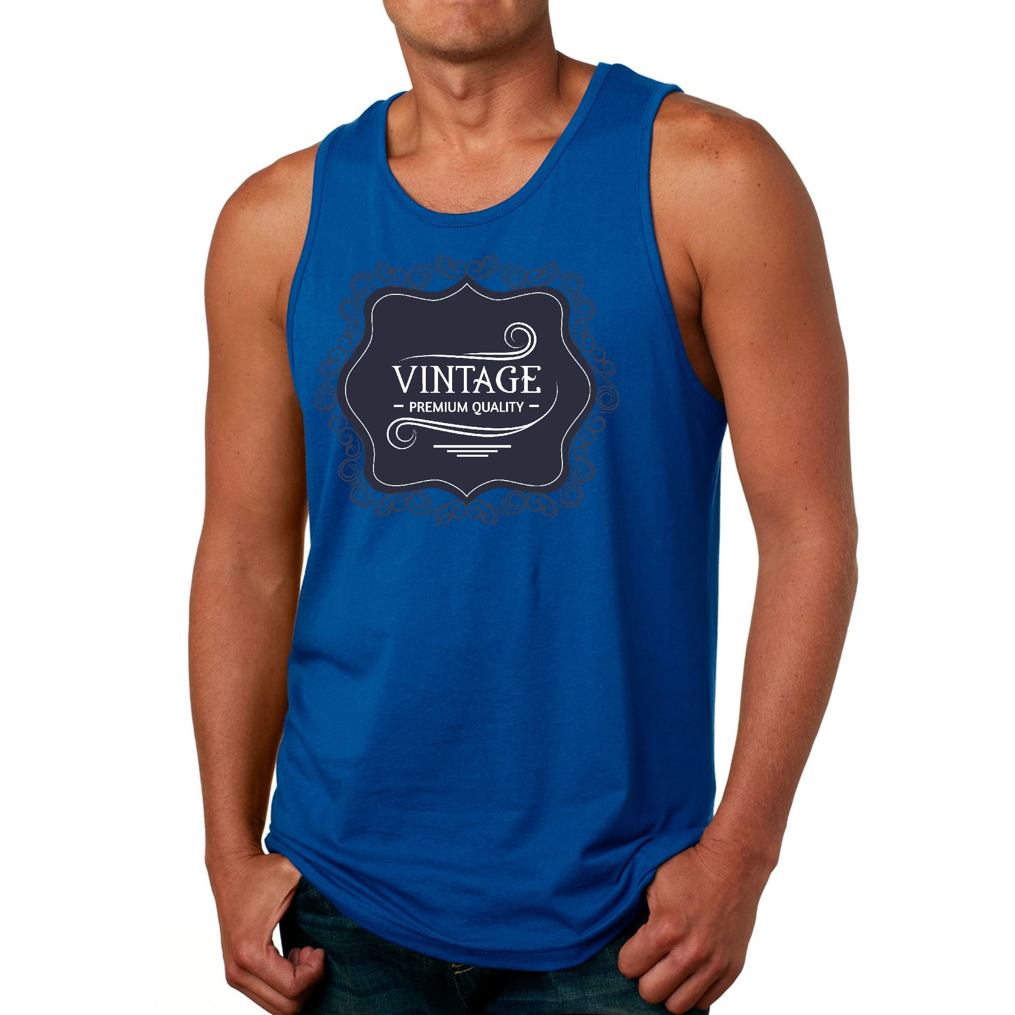 Mens Fitness Tank Top Graphic T-shirt Vintage Premium Quality Black
