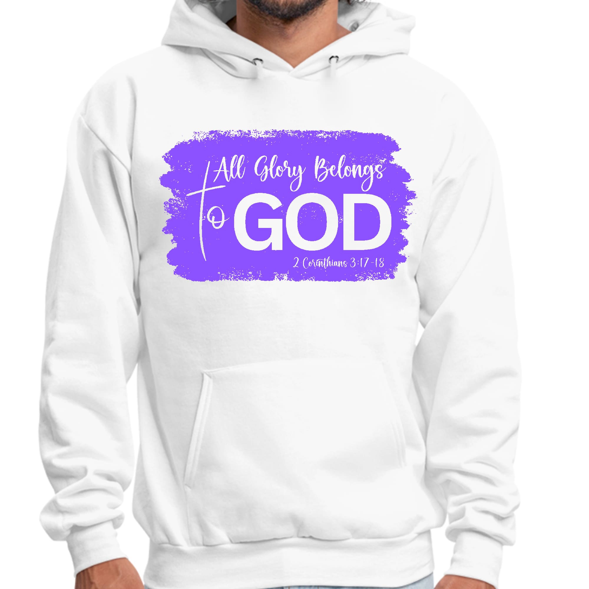 Mens Graphic Hoodie All Glory Belongs to God - Lavender