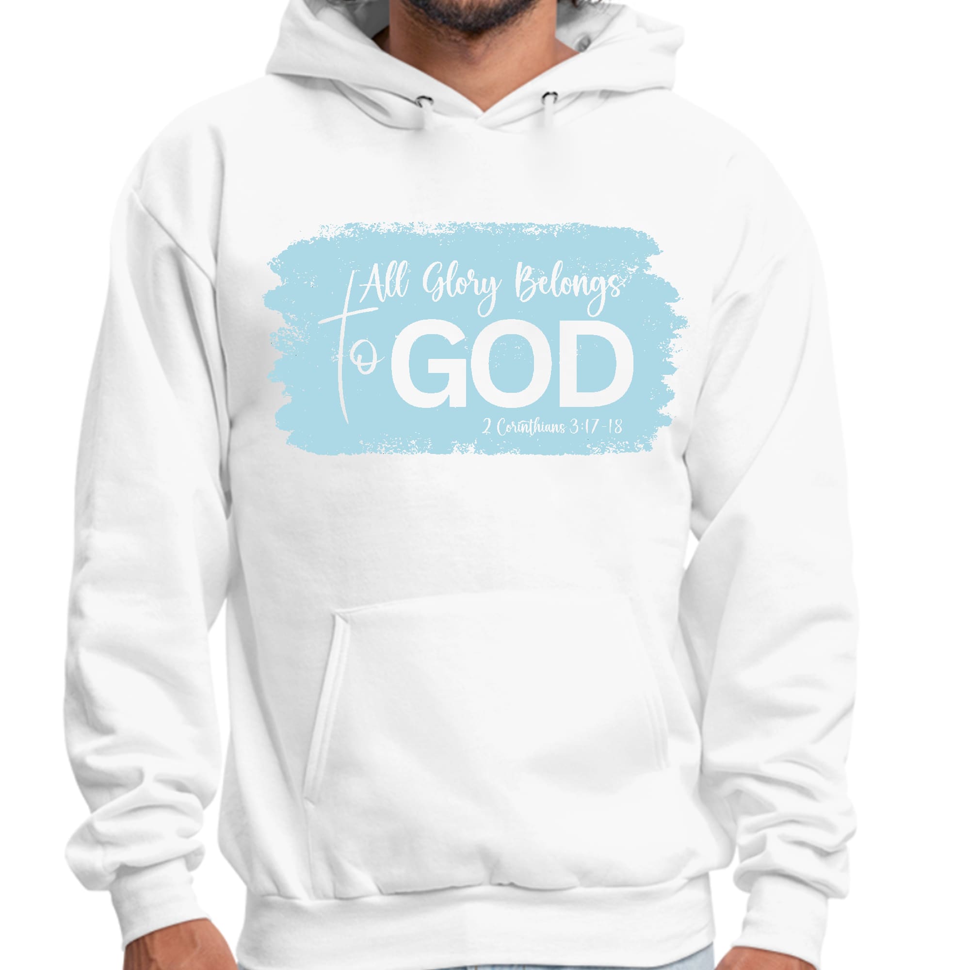Mens Graphic Hoodie All Glory Belongs to God - Light Blue