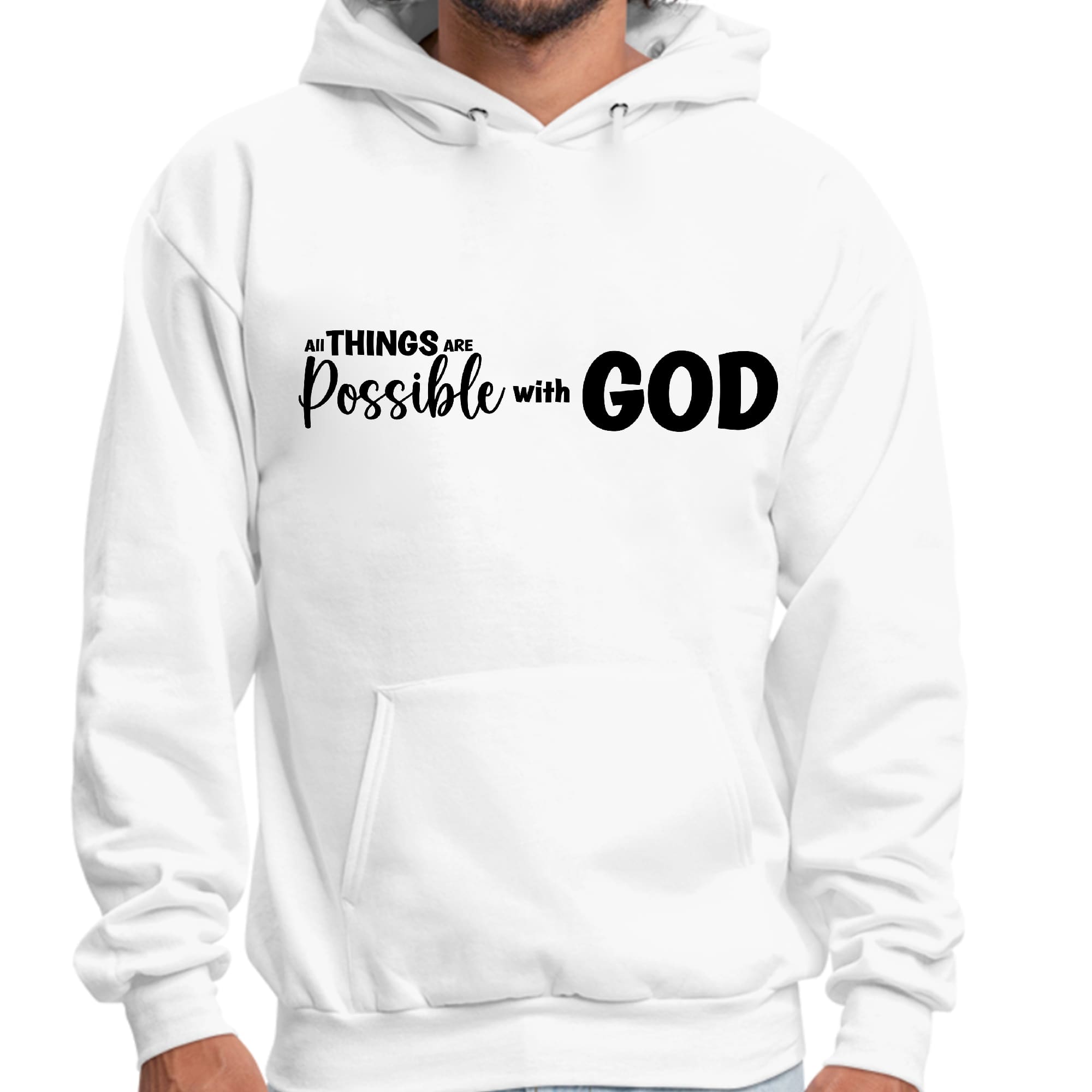 Mens Graphic Hoodie All Things are Possible with God - Black