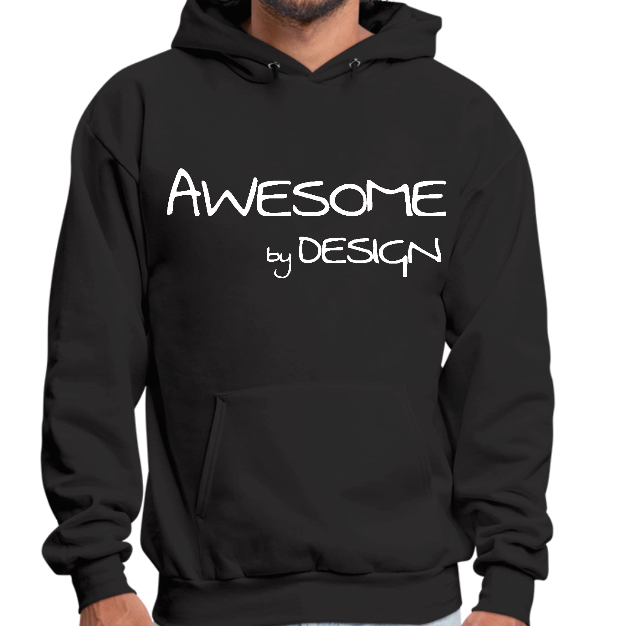 Mens Graphic Hoodie Awesome by Design White Print