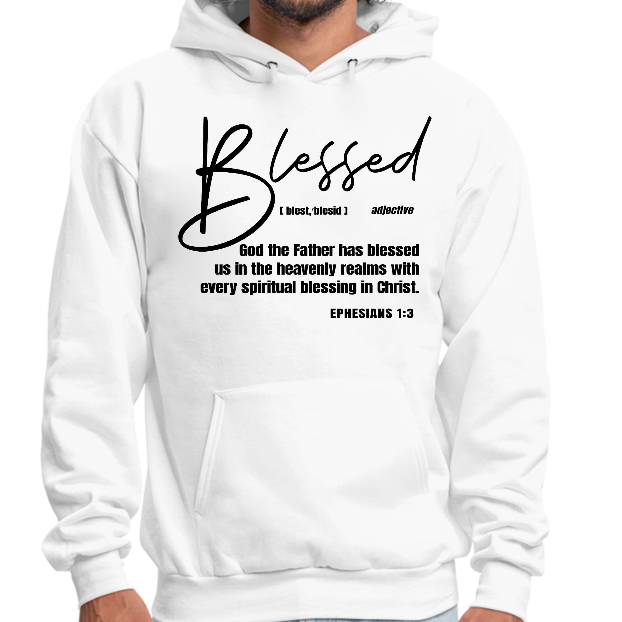 Mens Graphic Hoodie Blessed in Christ